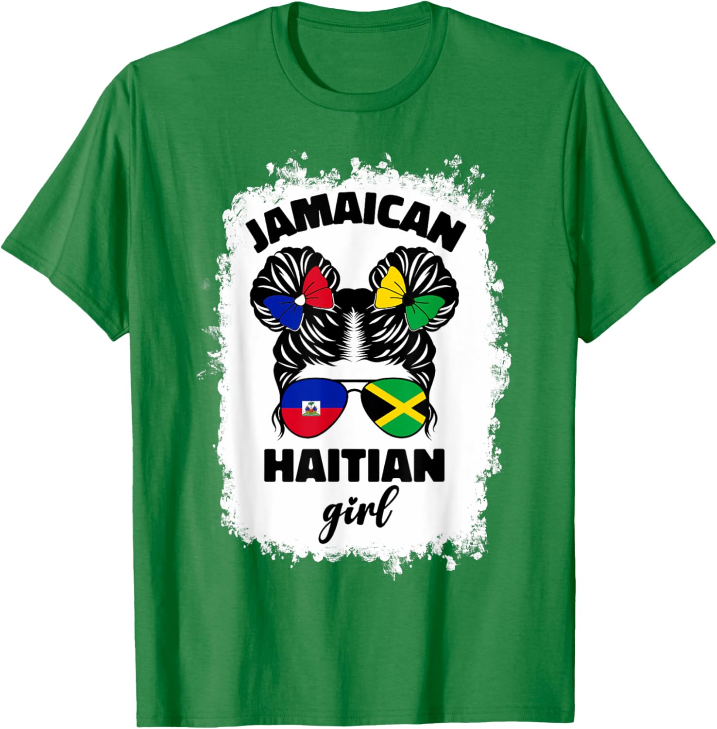 Half Jamaican Haitian Kids T-Shirt with Jamaica and Haiti Flag Design - 2