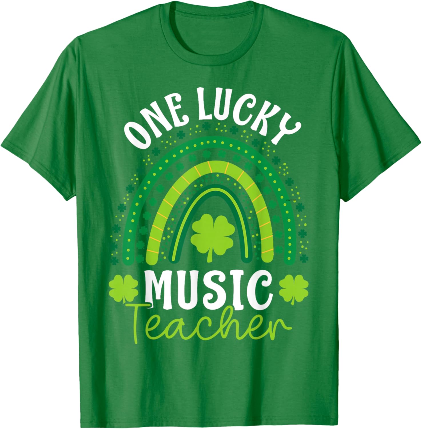 One Lucky Music Teacher Rainbow Shamrock T-Shirt for St Patrick's Day - 1