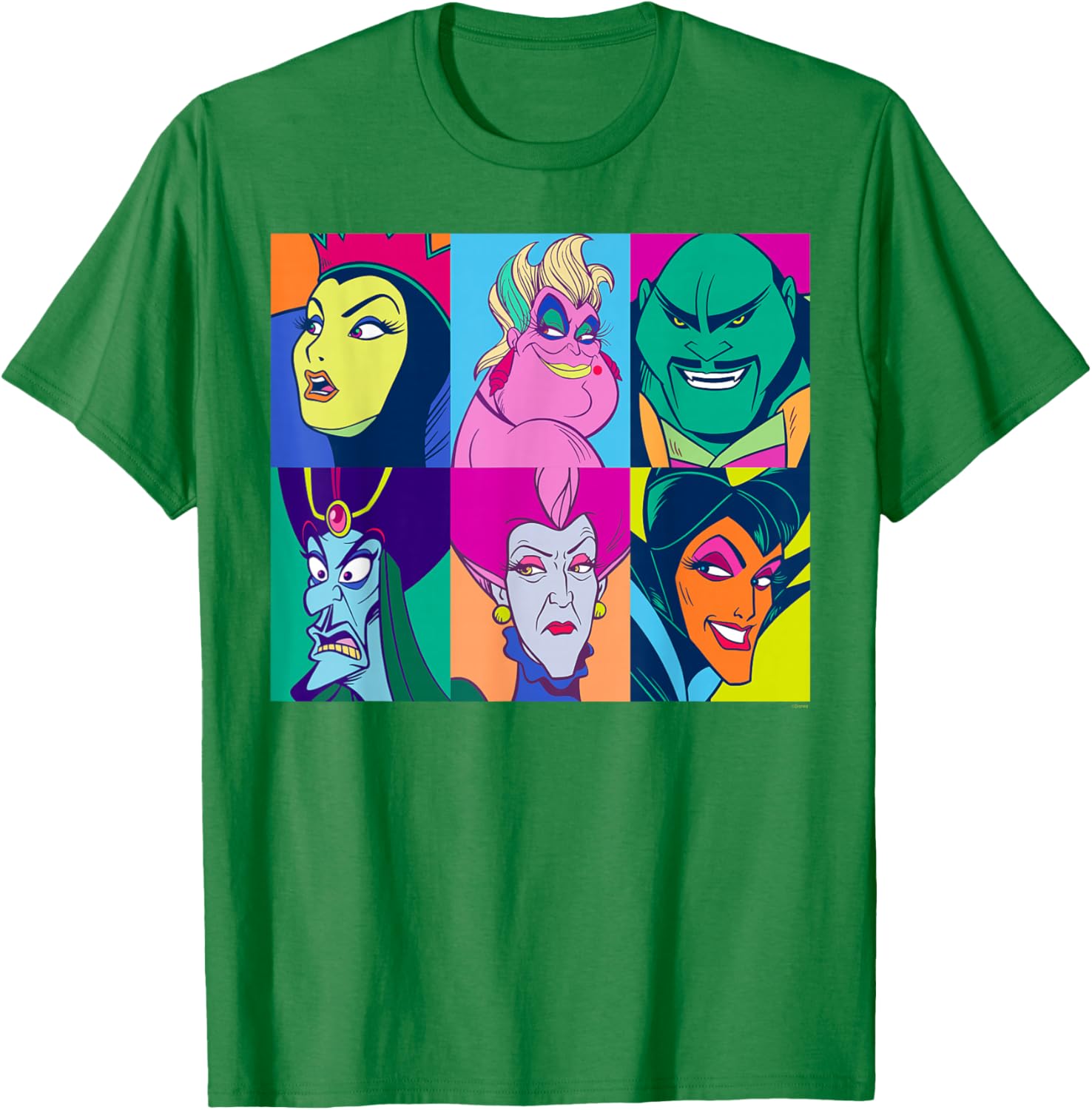 Disney Villains Retro Color Grid T-Shirt for Fans of Classic Characters - 13