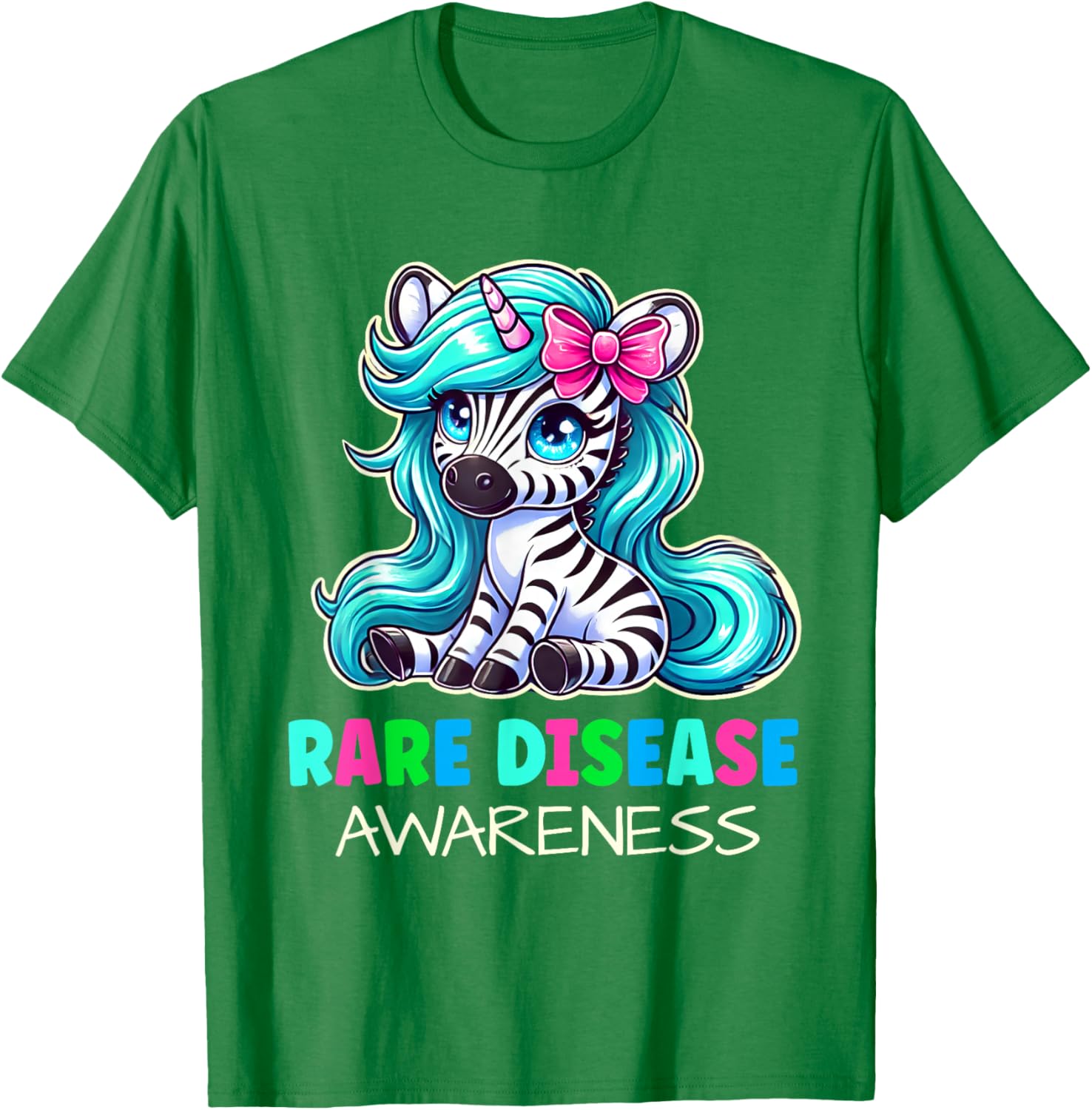 Rare Disease Awareness Zabra Ribbon Kids T-Shirt for Rare Disease Day - 3