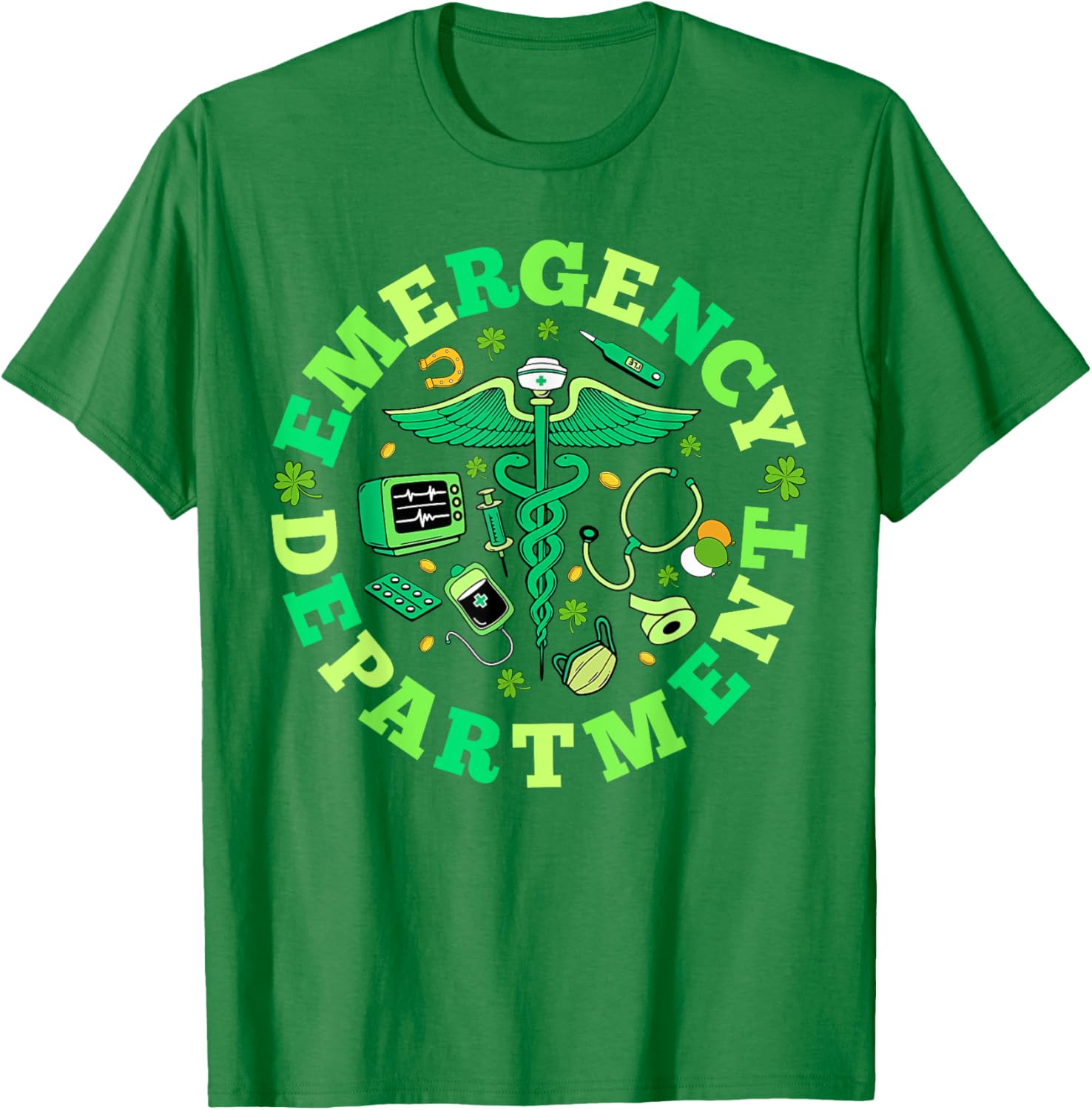 Emergency Nurse St Patricks Day Shamrock T-Shirt for ED RNs - 10