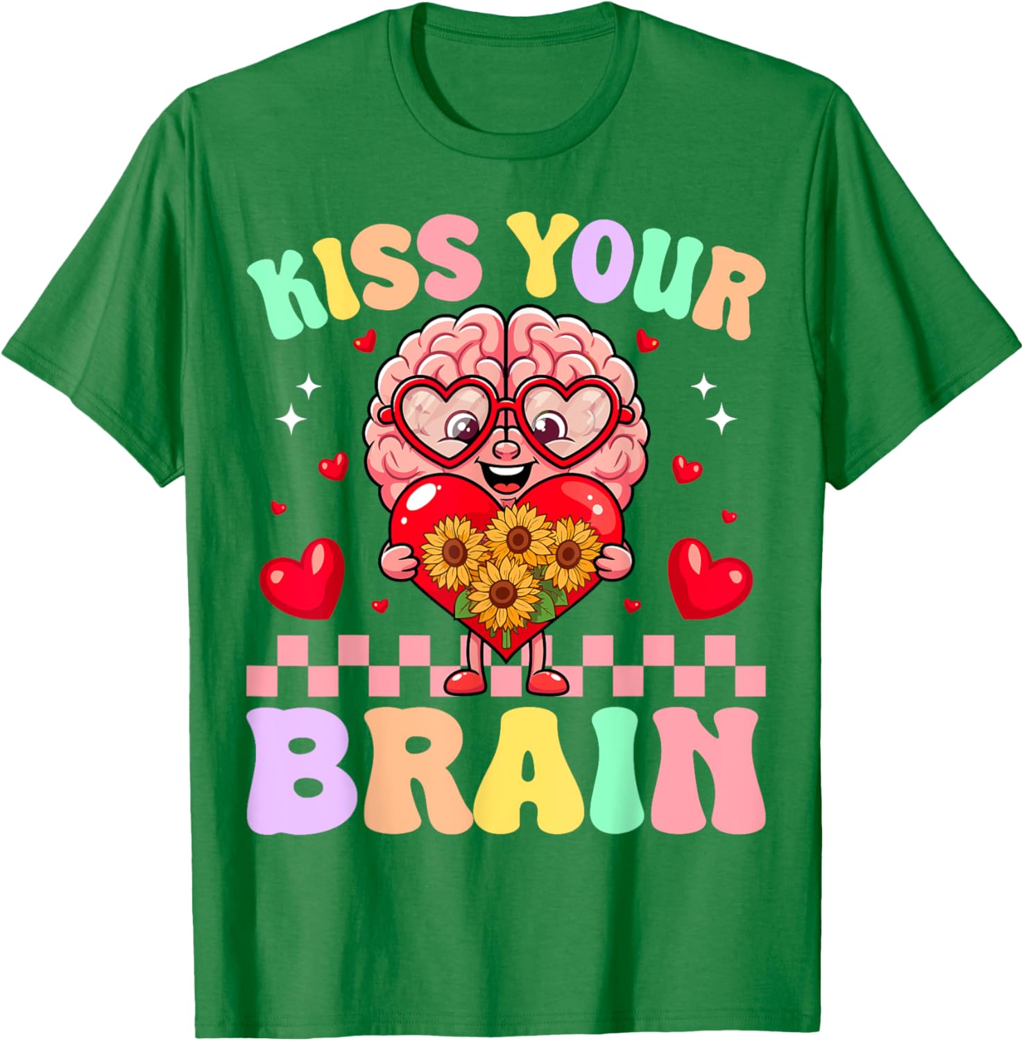 Funny Teacher Valentine's Day T-Shirt - Kiss Your Brain Gift for Educators - 6