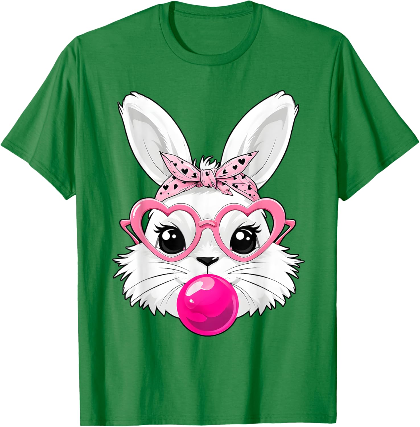 Cute Bunny Face T-Shirt with Heart Glasses for Easter Day Fun - 23