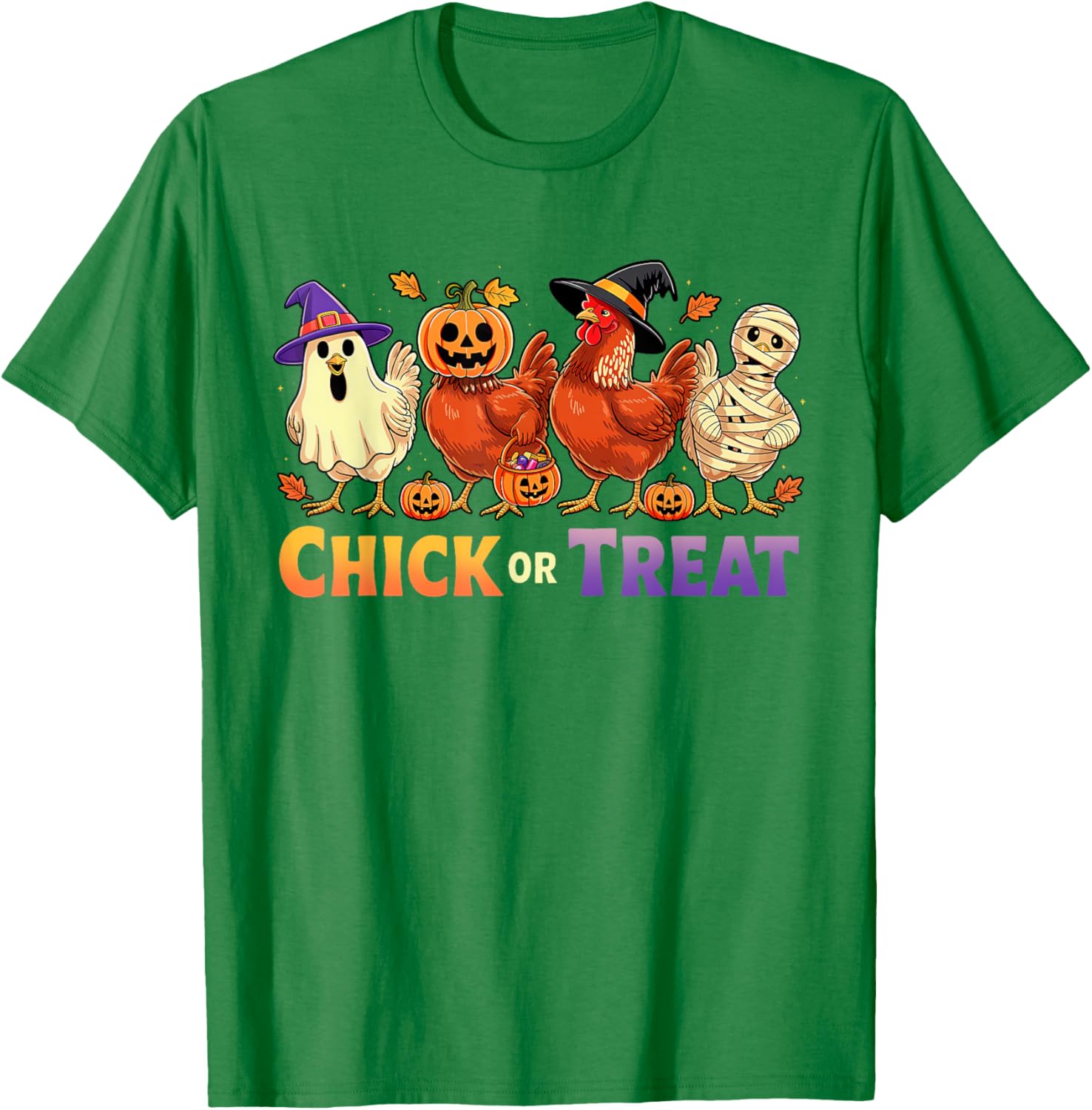 Funny Chick or Treat Halloween Witch Spooky Chicken Farmer T-Shirt - 7
