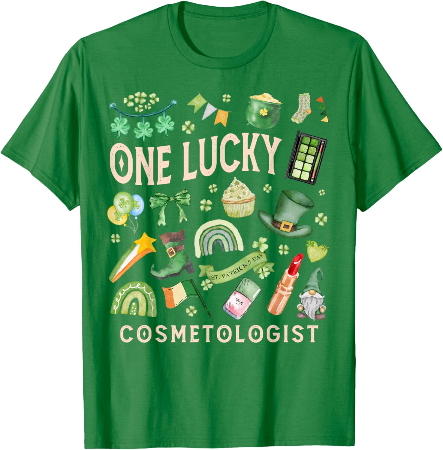 One Lucky Cosmetologist St Patricks Day Skincare T-Shirt for Pros - 4
