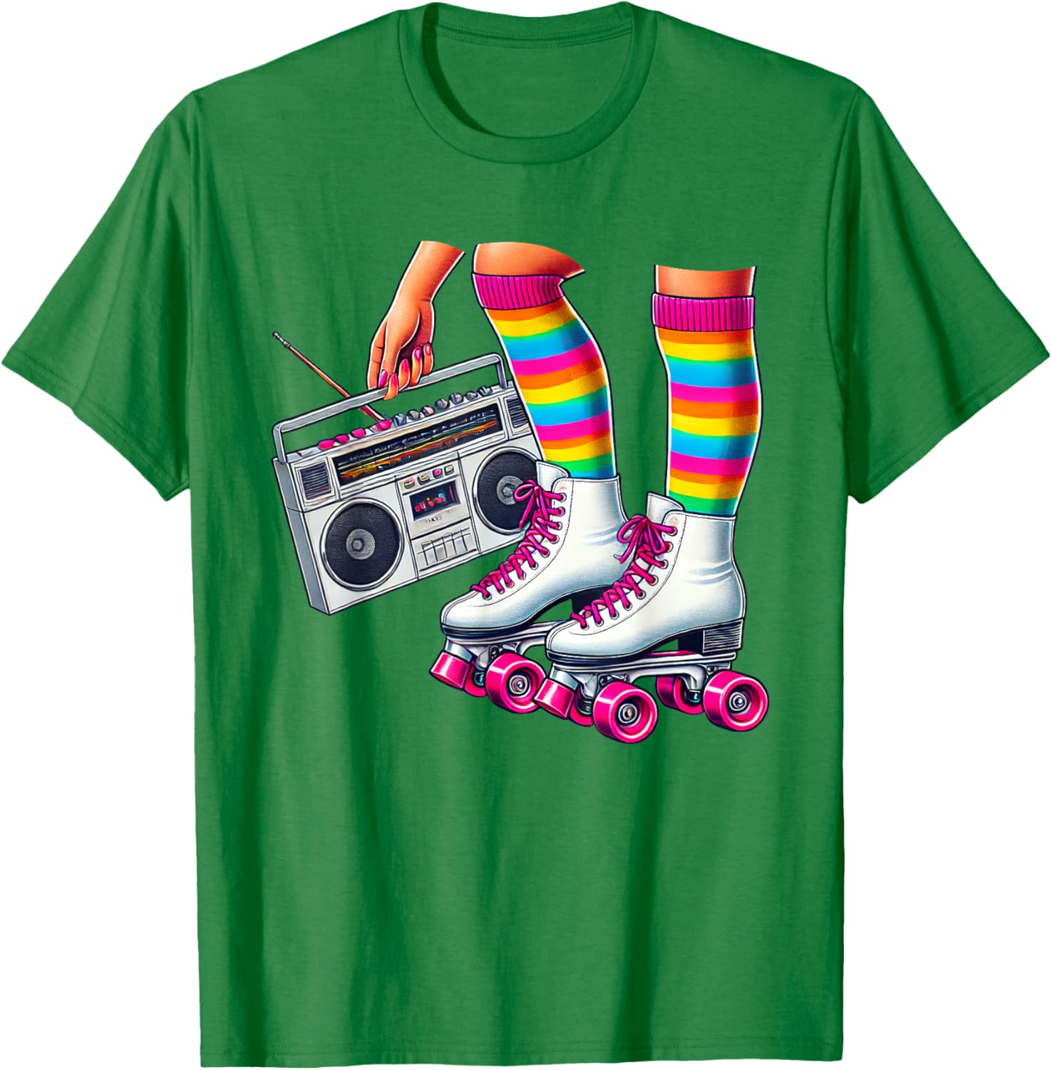 Funny 80s Roller Disco Skating Girl T-Shirt for Retro Fans - 9
