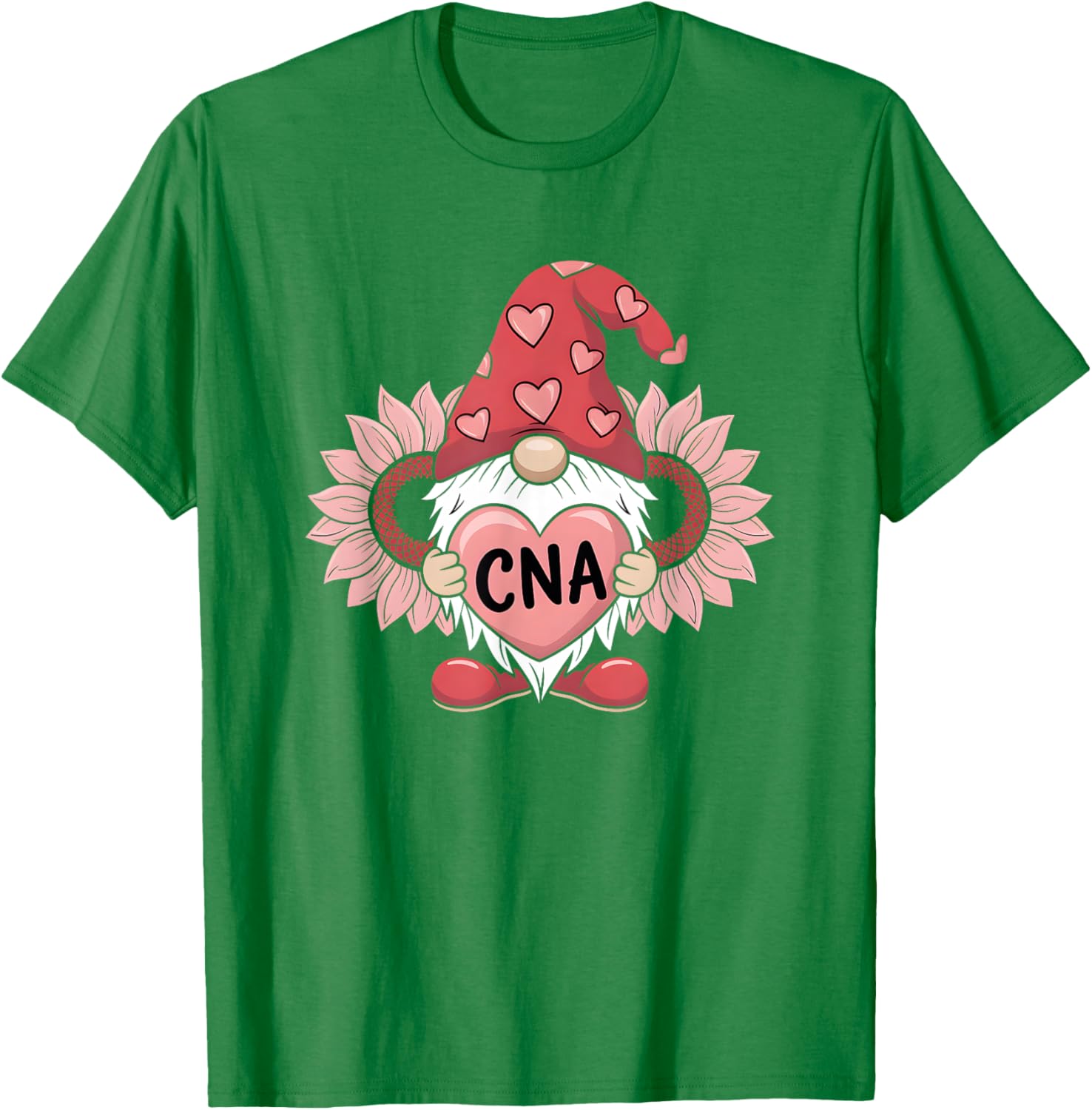 CNA Nurse Gnome Heart Sunflower Valentine's Day T-Shirt Gift Idea - 10