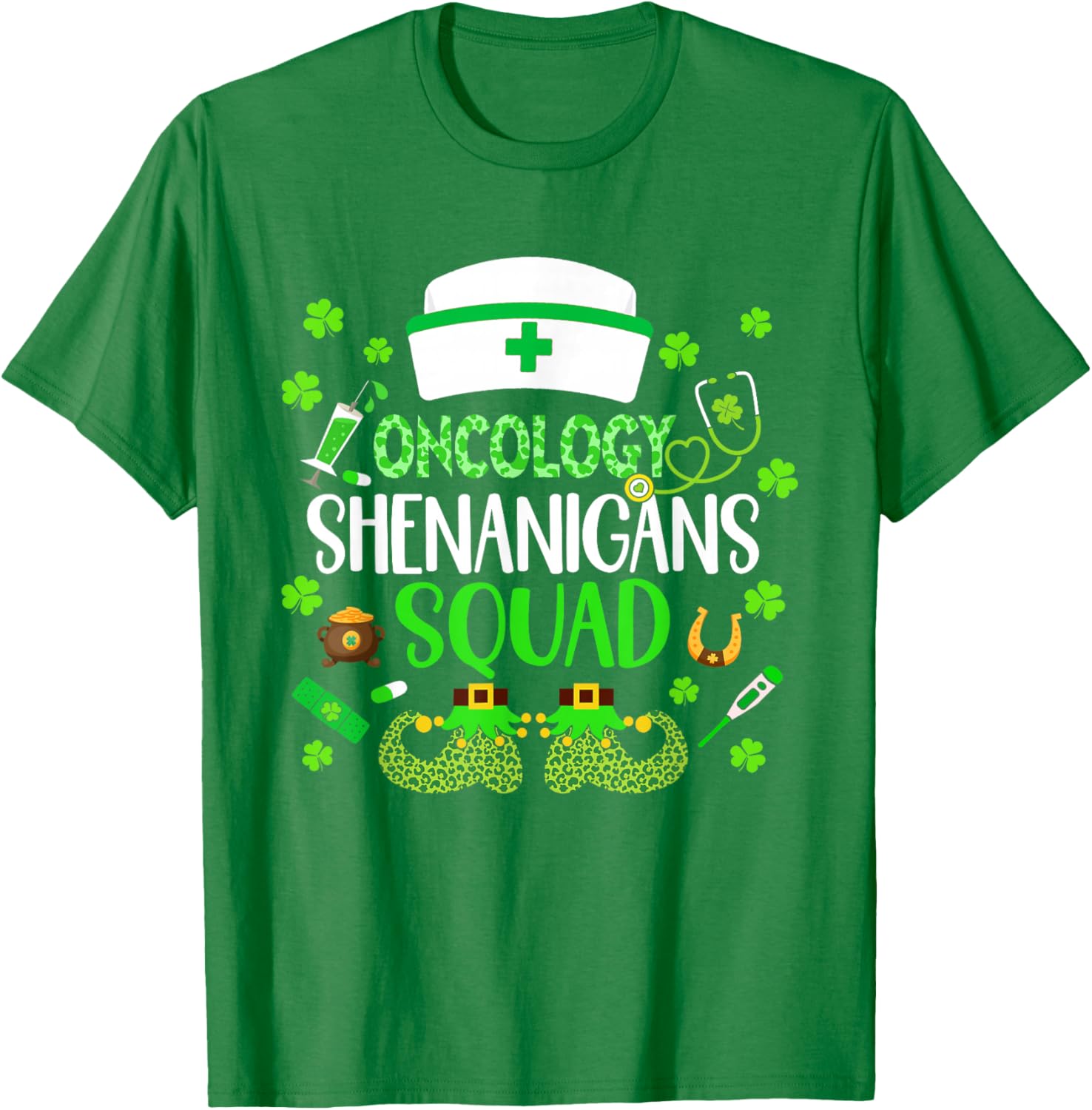 Oncology Nurse St Patricks Day Scrub T-Shirt Fun Crew Design - 12