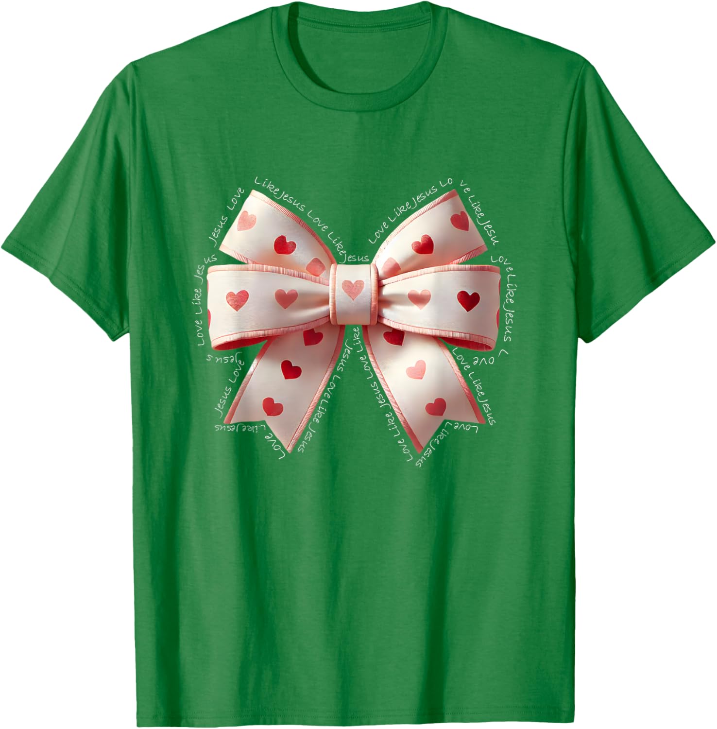 Jesus Valentine's Day Coquette Bow Tee Love Like Jesus T-Shirt for Kids - 4