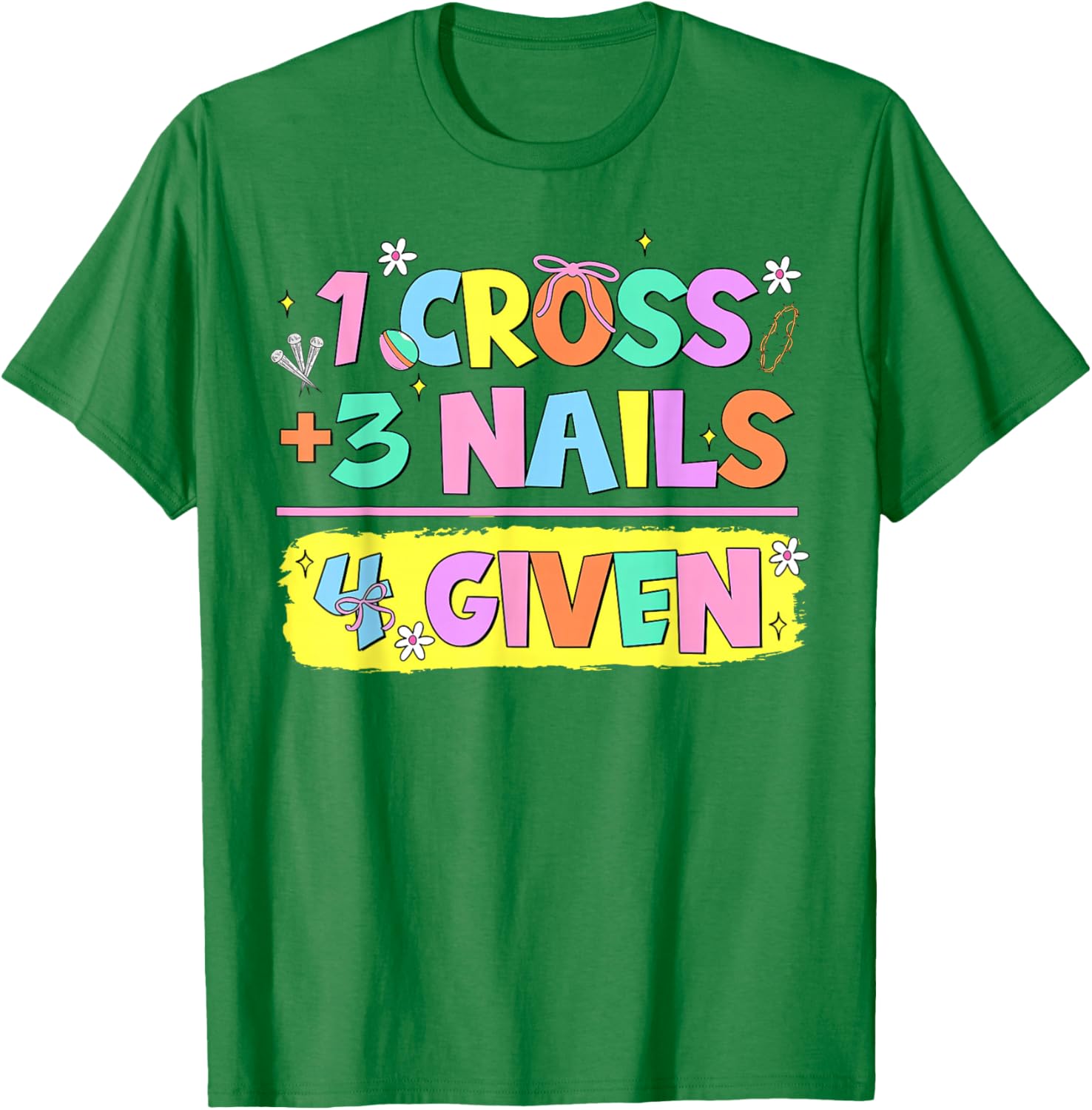 Happy Easter Christian T-Shirt with Cross and Nails Design for Believers - 1