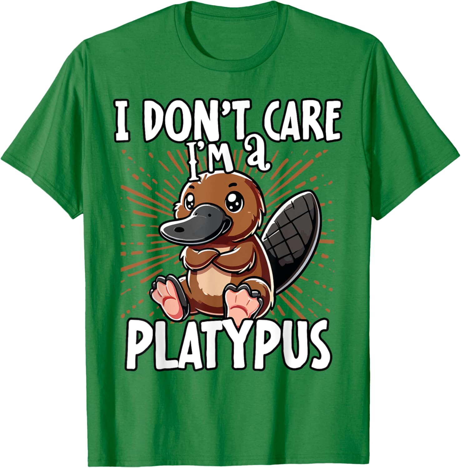 Cute Platypus T-Shirt I Don't Care Fun Animal Apparel for All Ages - 7