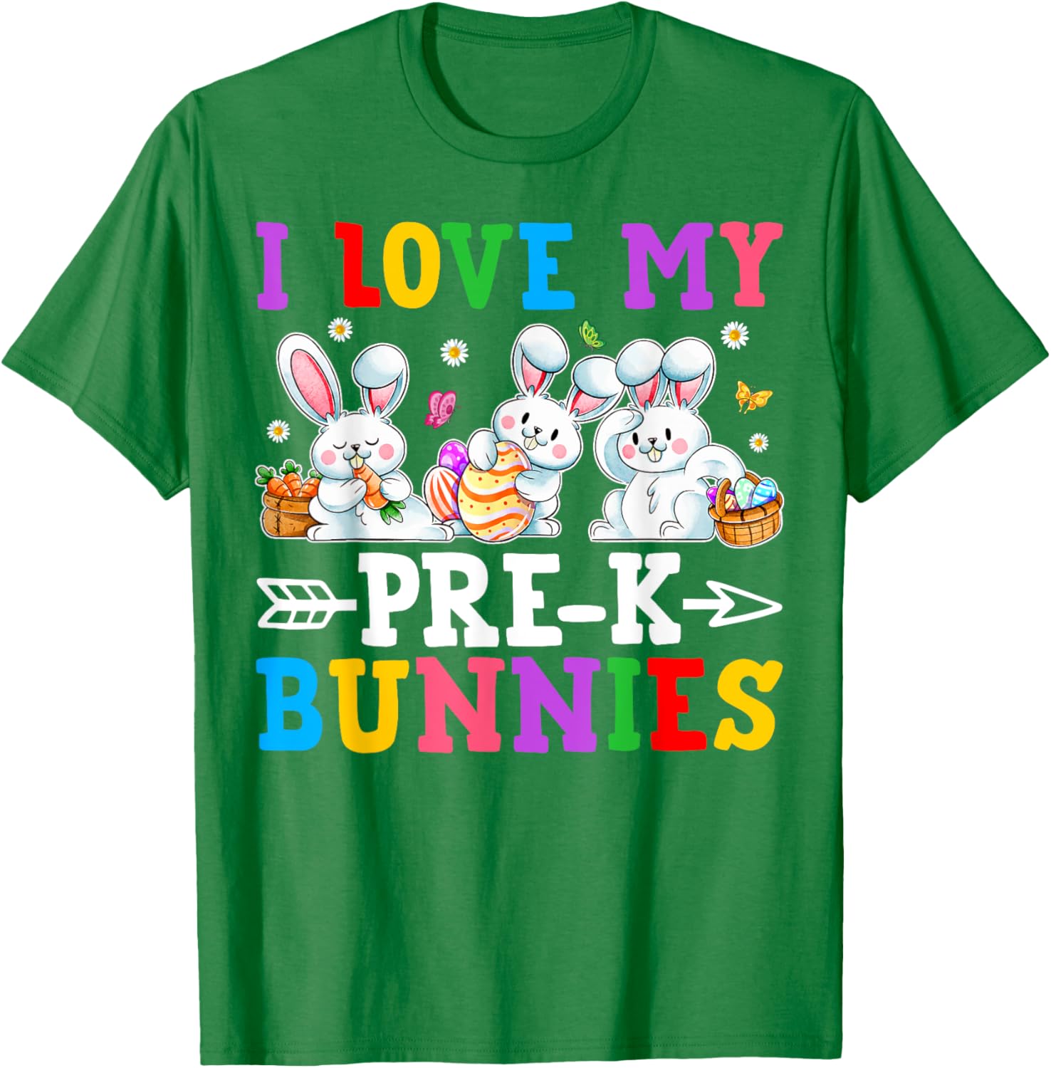 Funny I Love My Pre-K Bunnies T-Shirt for Preschool Teachers Easter Fun - 25