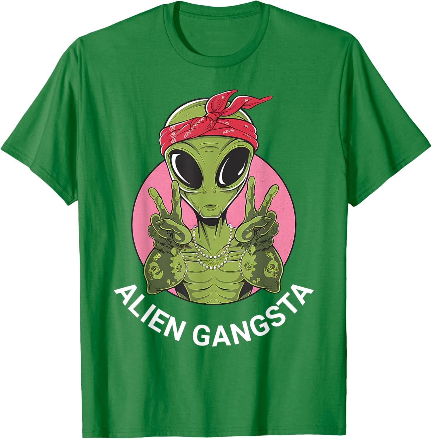 Funny Alien Gangsta T-Shirt for UFO Lovers - Men, Women, Kids Apparel - 5