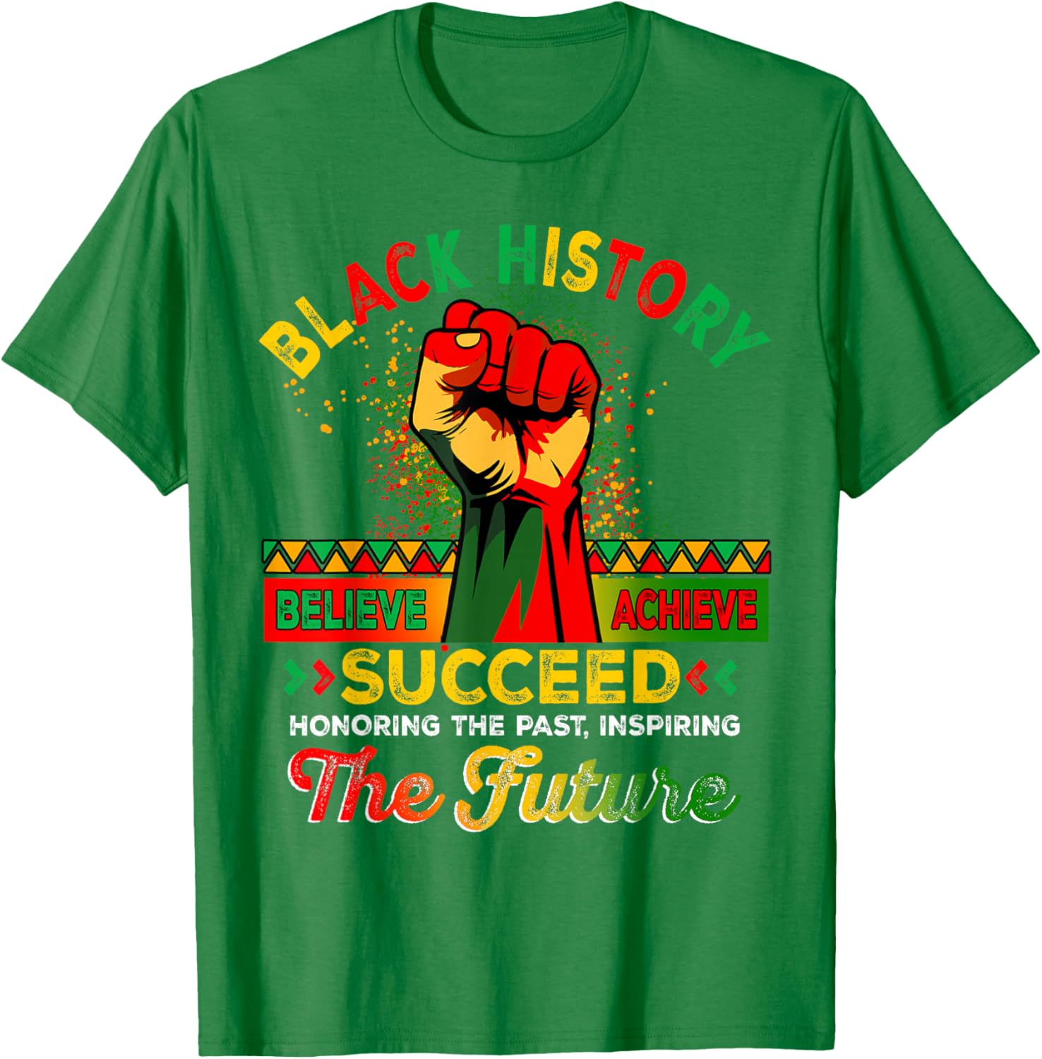 Believe Achieve Succeed African Freedom T-Shirt for Black History Month - 15
