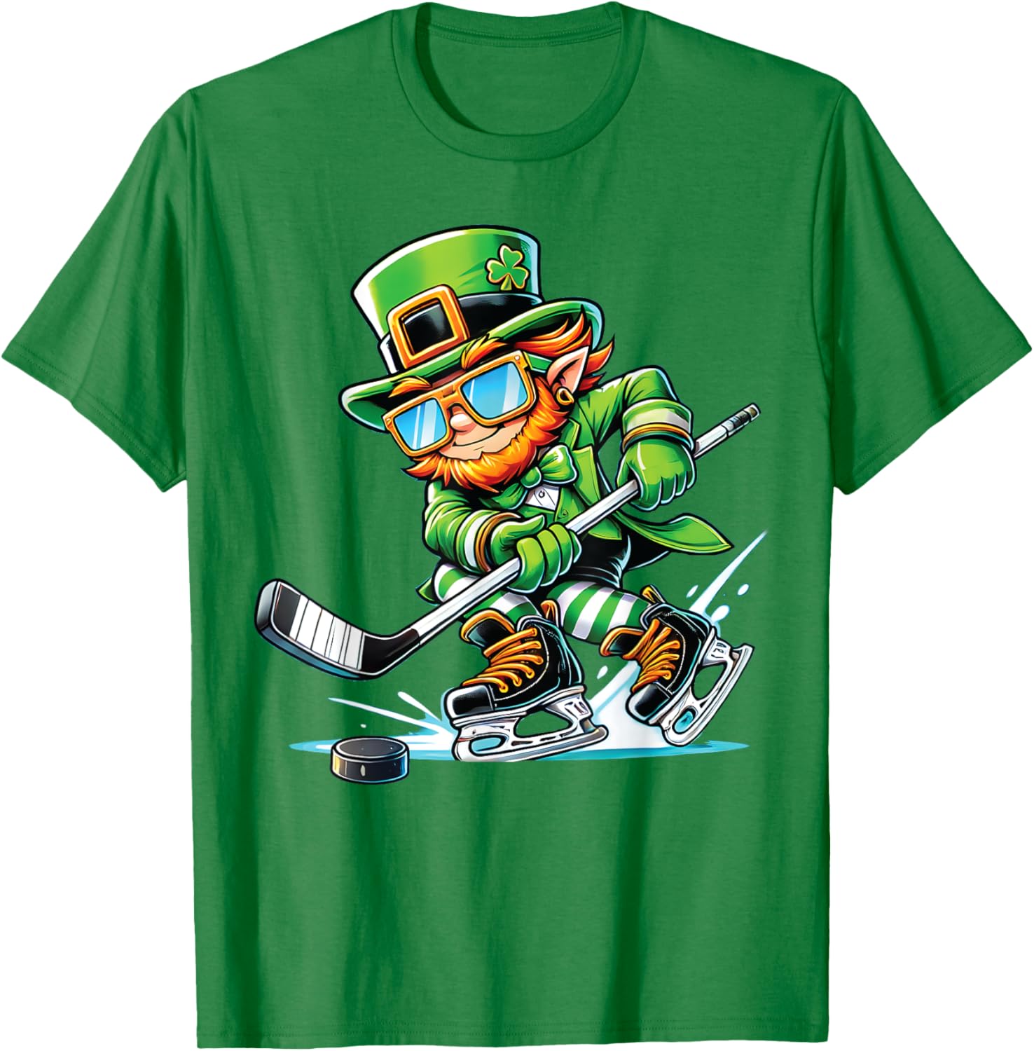 Leprechaun Ice Hockey T-Shirt Perfect for St Patrick's Day Fun - 2