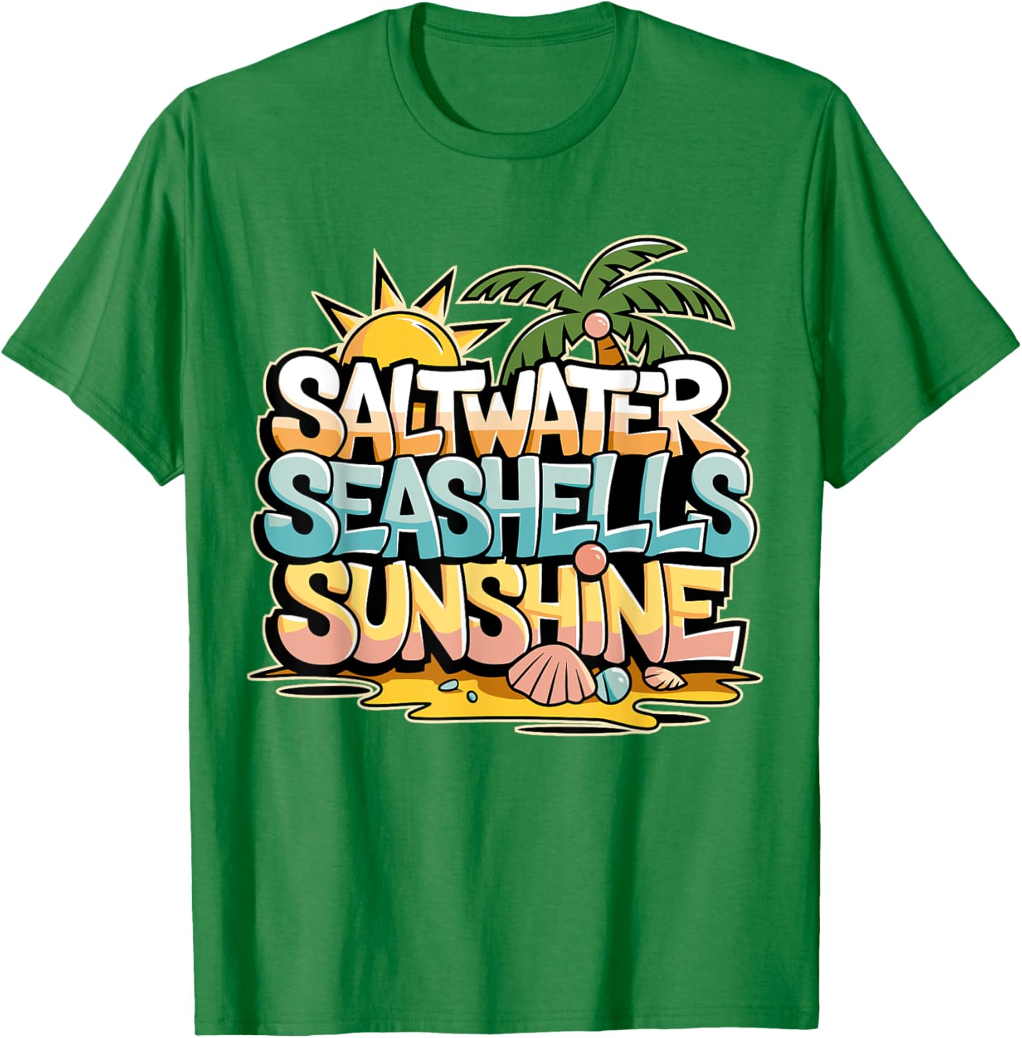 Funny Beach T-Shirt with Saltwater Seashells for Cruise Gifts - 9