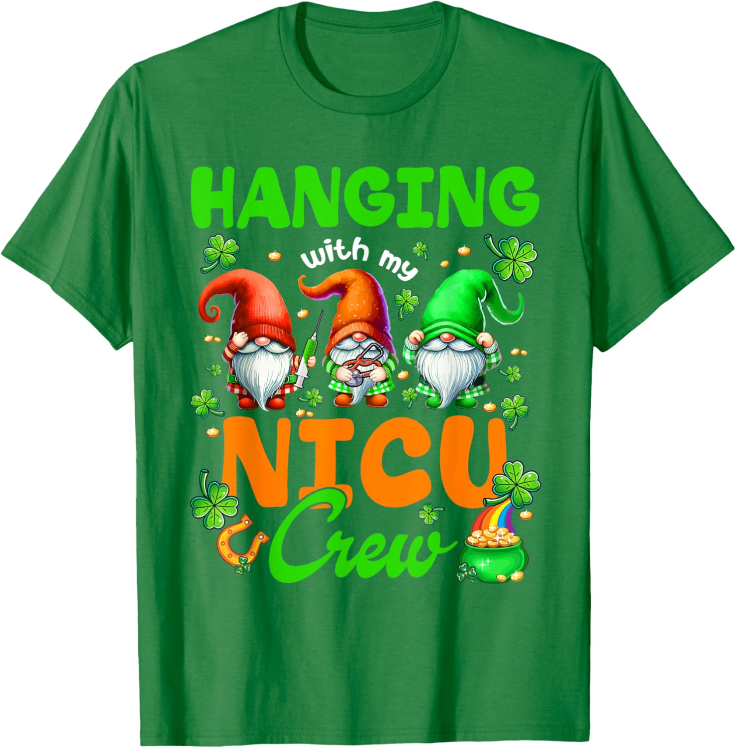 Adorable NICU Nurse Gnome St. Patrick's Day T-Shirt for Nurses and Friends - 16