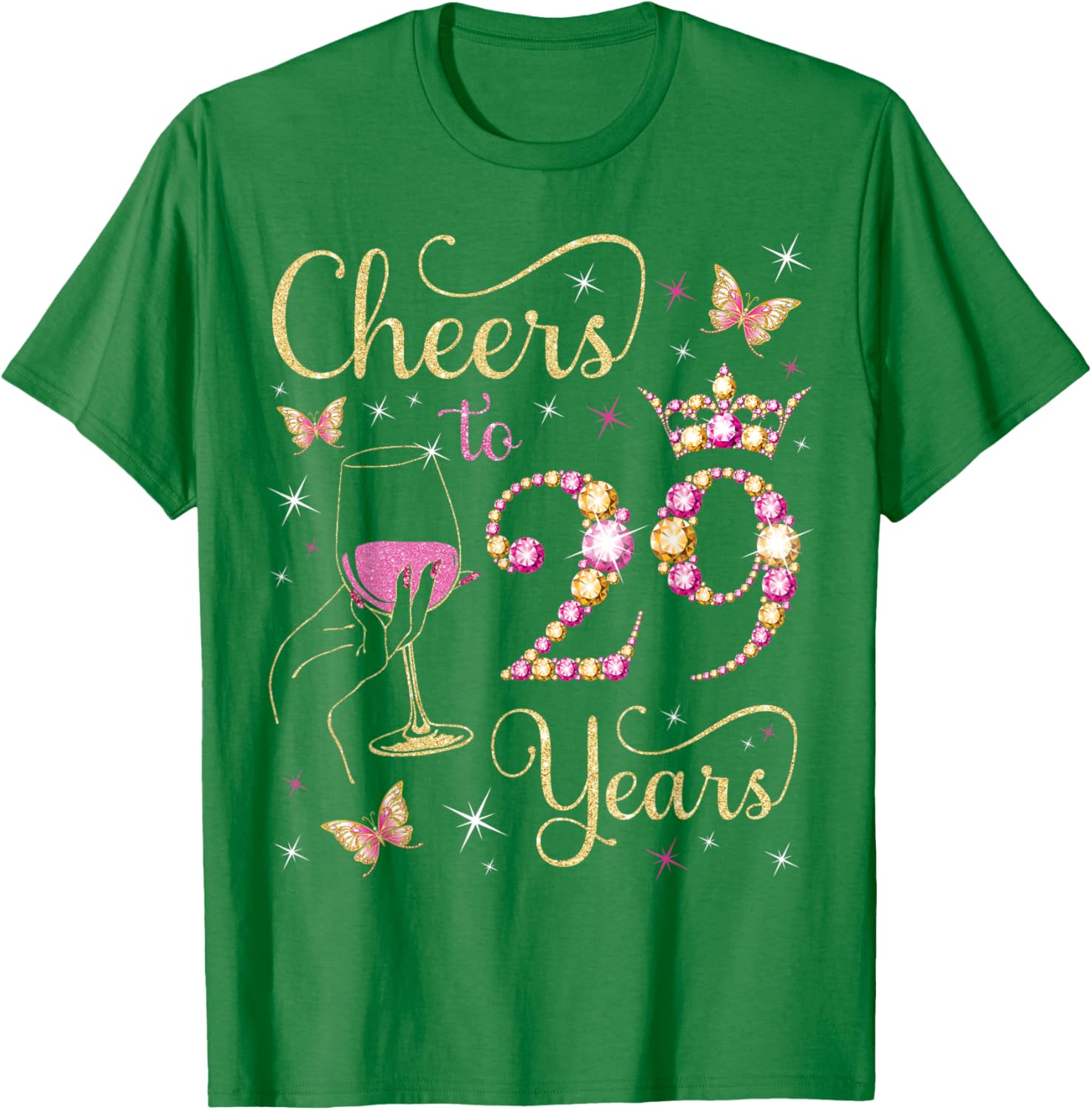 Cheers to 29 Years Birthday Queen T-Shirt Perfect for 29th Celebration - 1