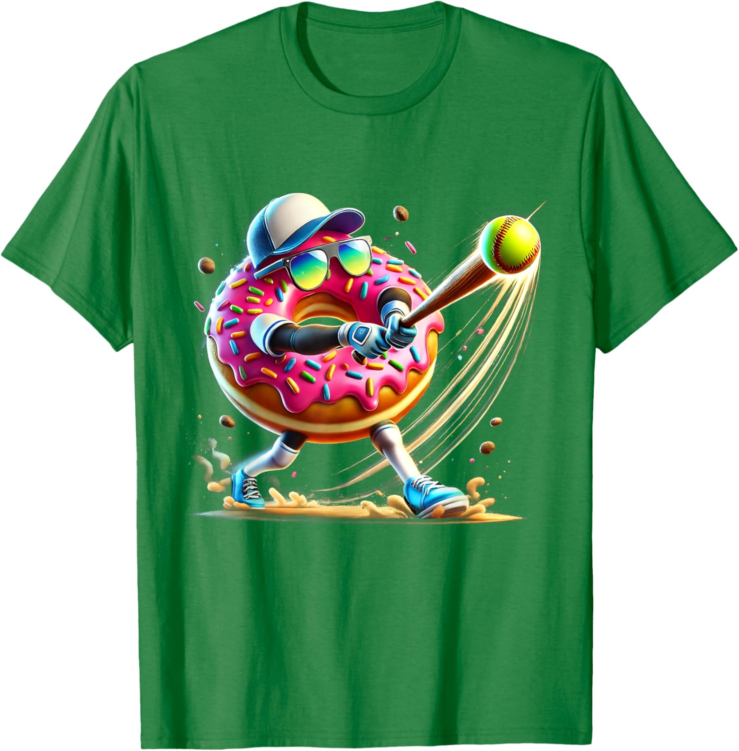 Donut Lover Softball Player T-Shirt Fun Sports Tee for All Ages - 18