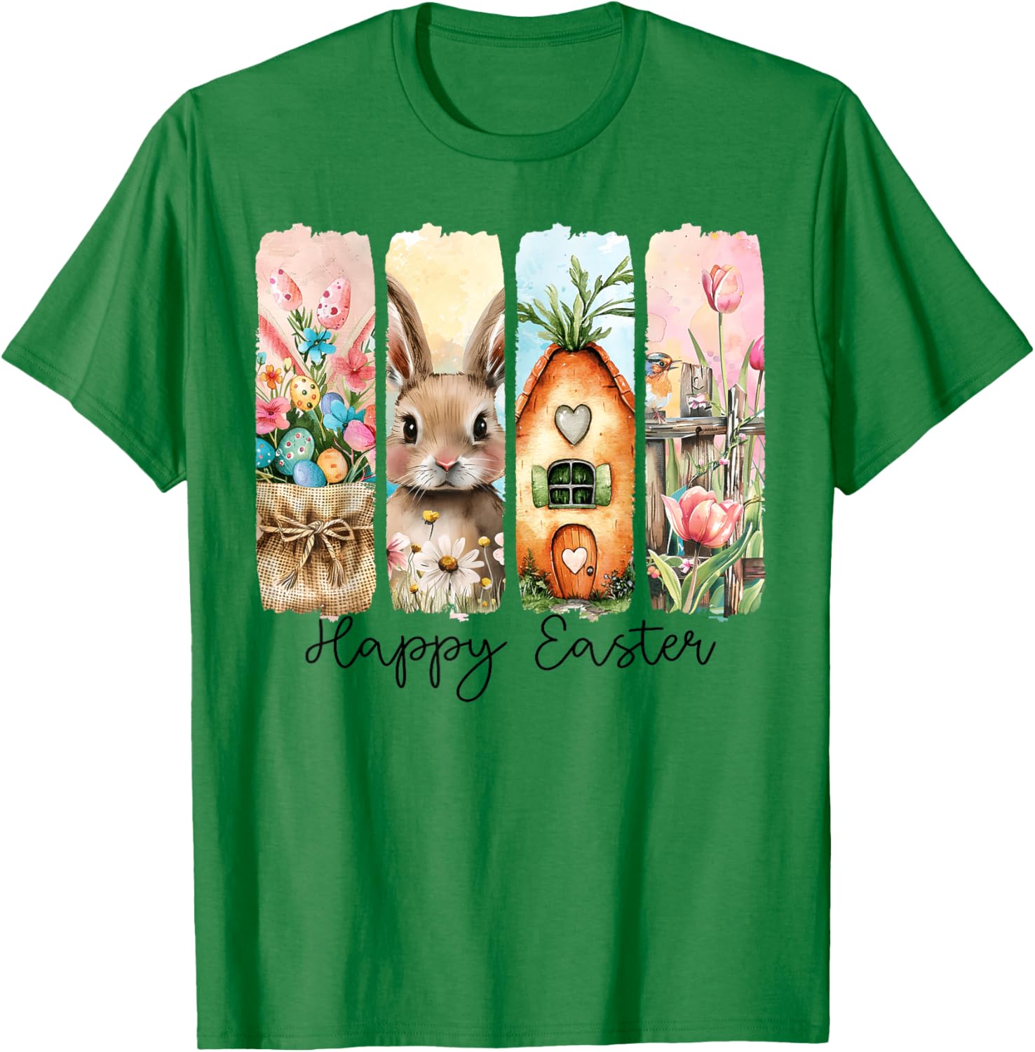 Retro Bunny Easter T-Shirt with Floral Eggs for Spring Celebrations - 9
