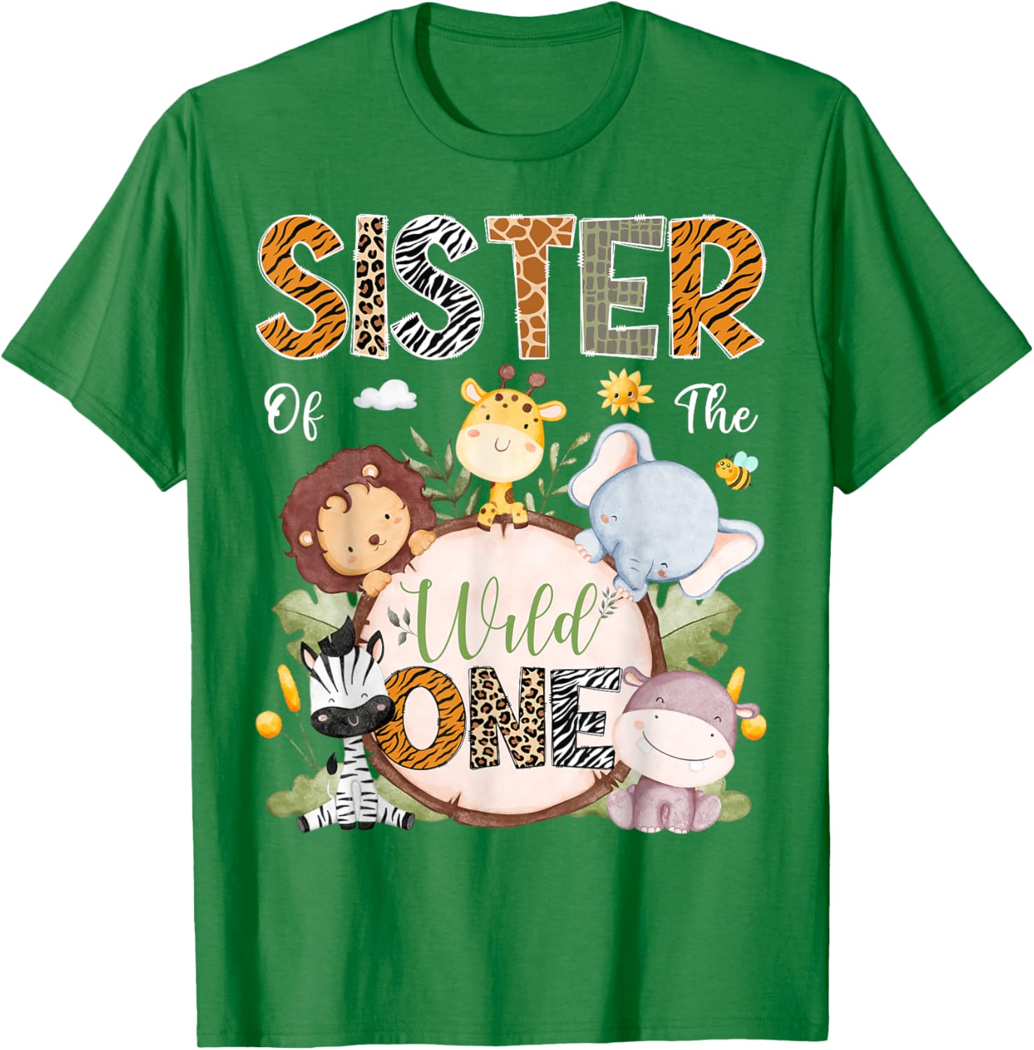 Sister of the Wild One 1st Birthday Safari Jungle Animals T-Shirt - 7