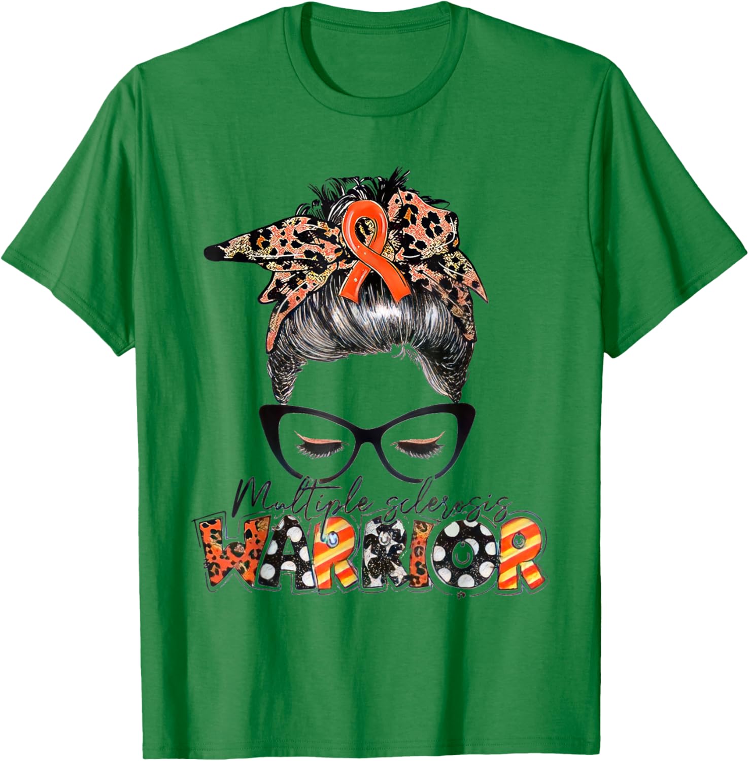 Multiple Sclerosis Warrior Messy Bun T-Shirt - MS Awareness Apparel - 14