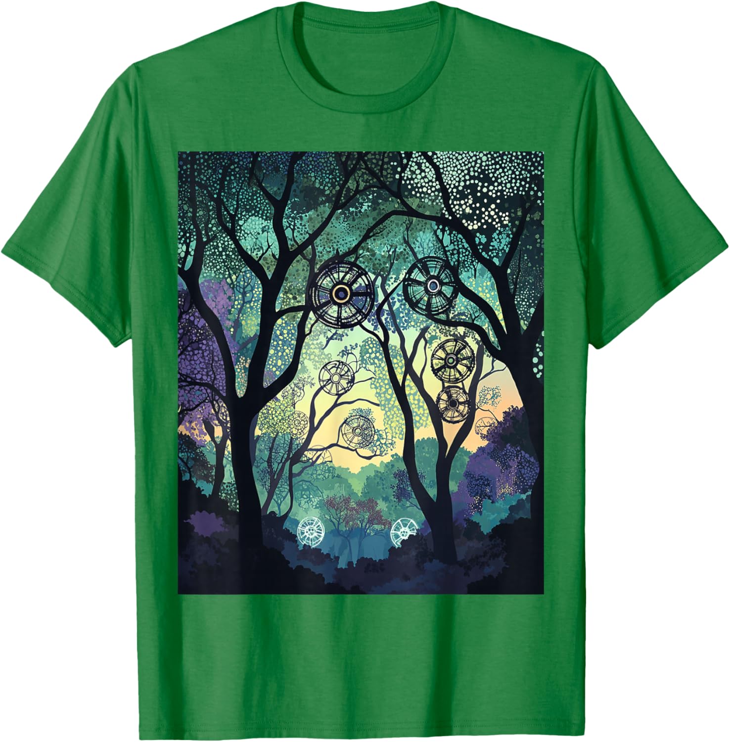 Dreamy Forest Geometric Nature Artwork T-Shirt for Nature Lovers - 16