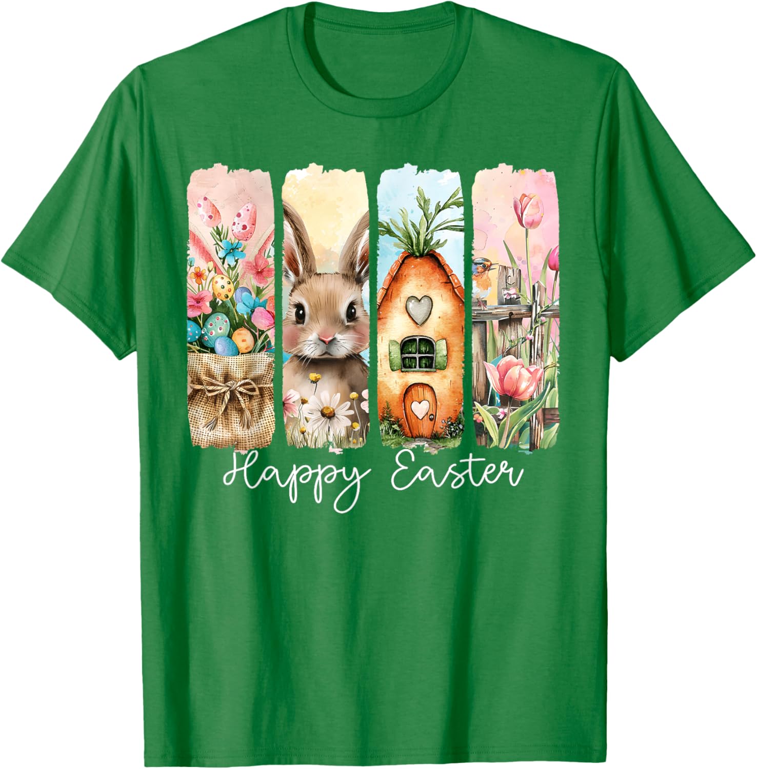 Happy Easter Bunny Chick Eggs Floral T-Shirt for Cute Spring Style - 16
