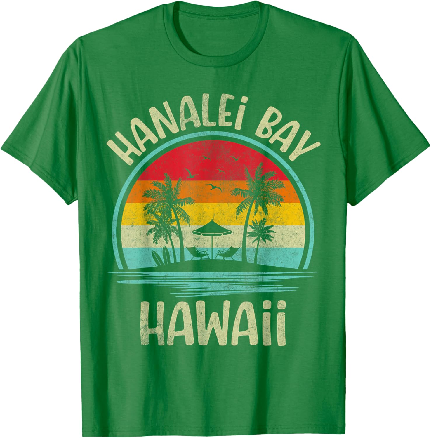 Hanalei Bay Beach Hawaii Palm Tree Family Summer Vacation T-Shirt - 7