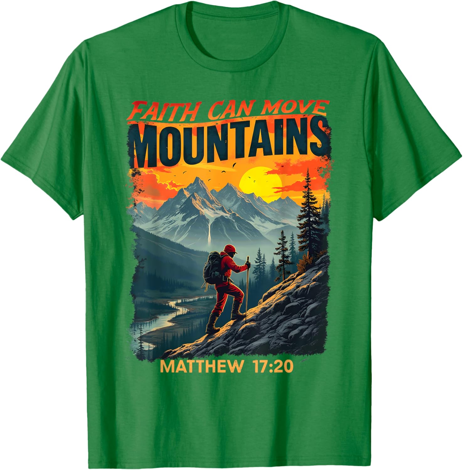 Faith Can Move Mountains Matthew 17:20 Hiking T-Shirt for Adventurers - 2