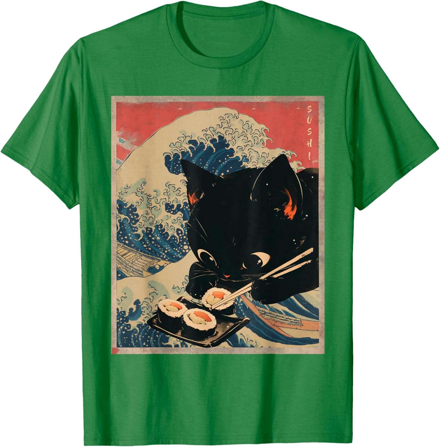 Kawaii Sushi Cat T-Shirt Cute Japanese Anime Clothing for Cat Lovers - 14