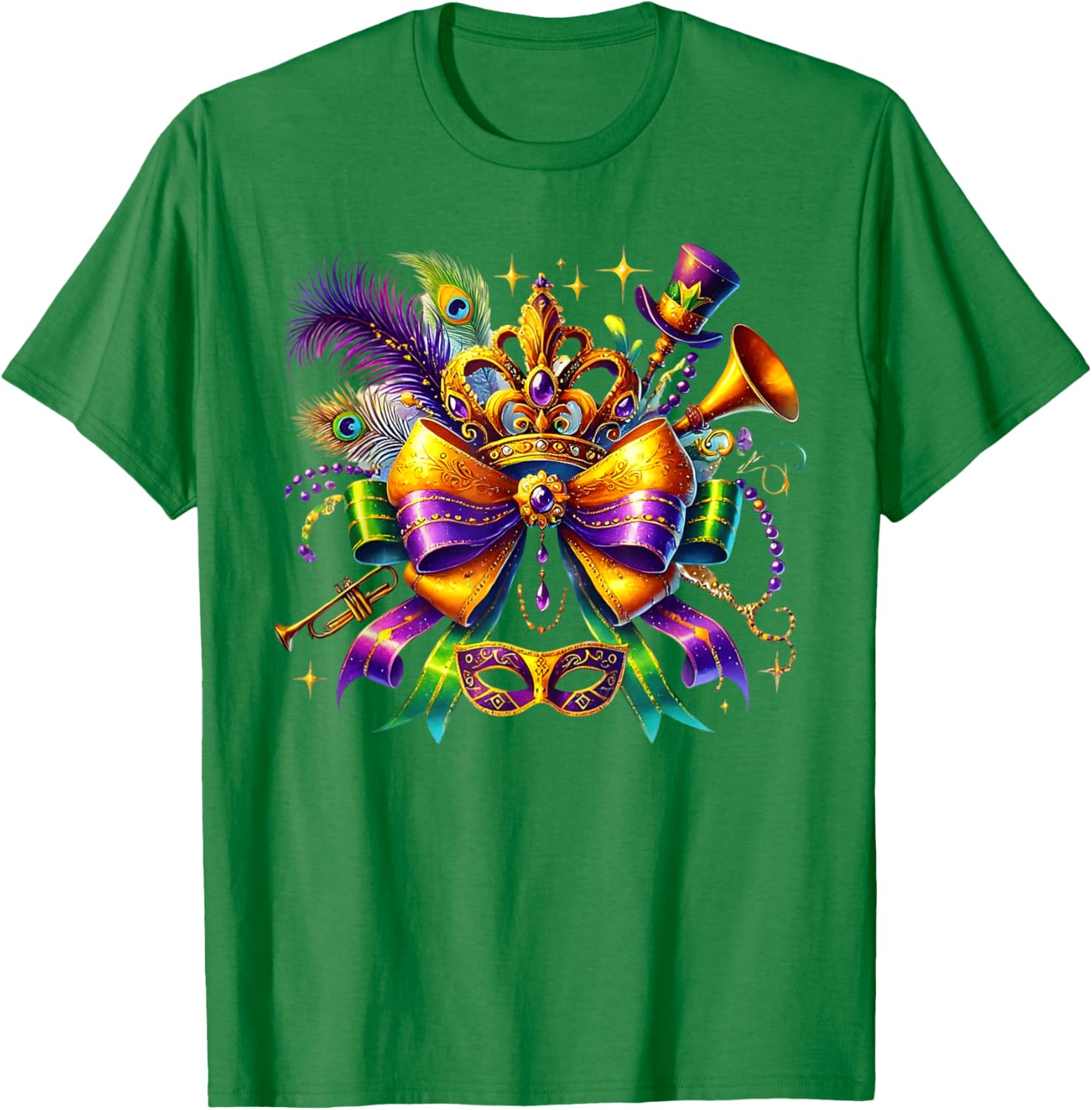 Mardi Gras Coquette Bow T-Shirt for Women and Girls - Festive Style - 20