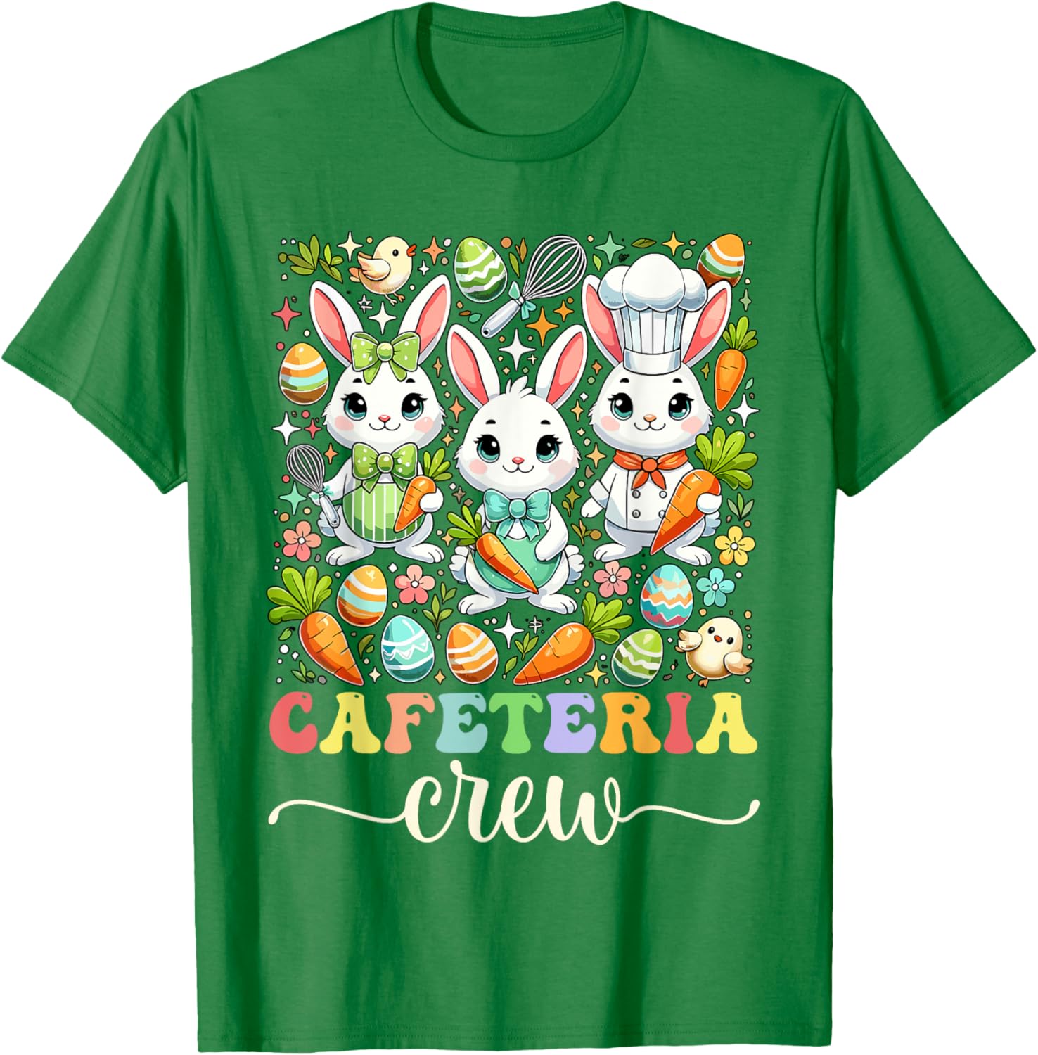 Groovy Cafeteria Crew Easter Bunny T-Shirt for School Workers - 4