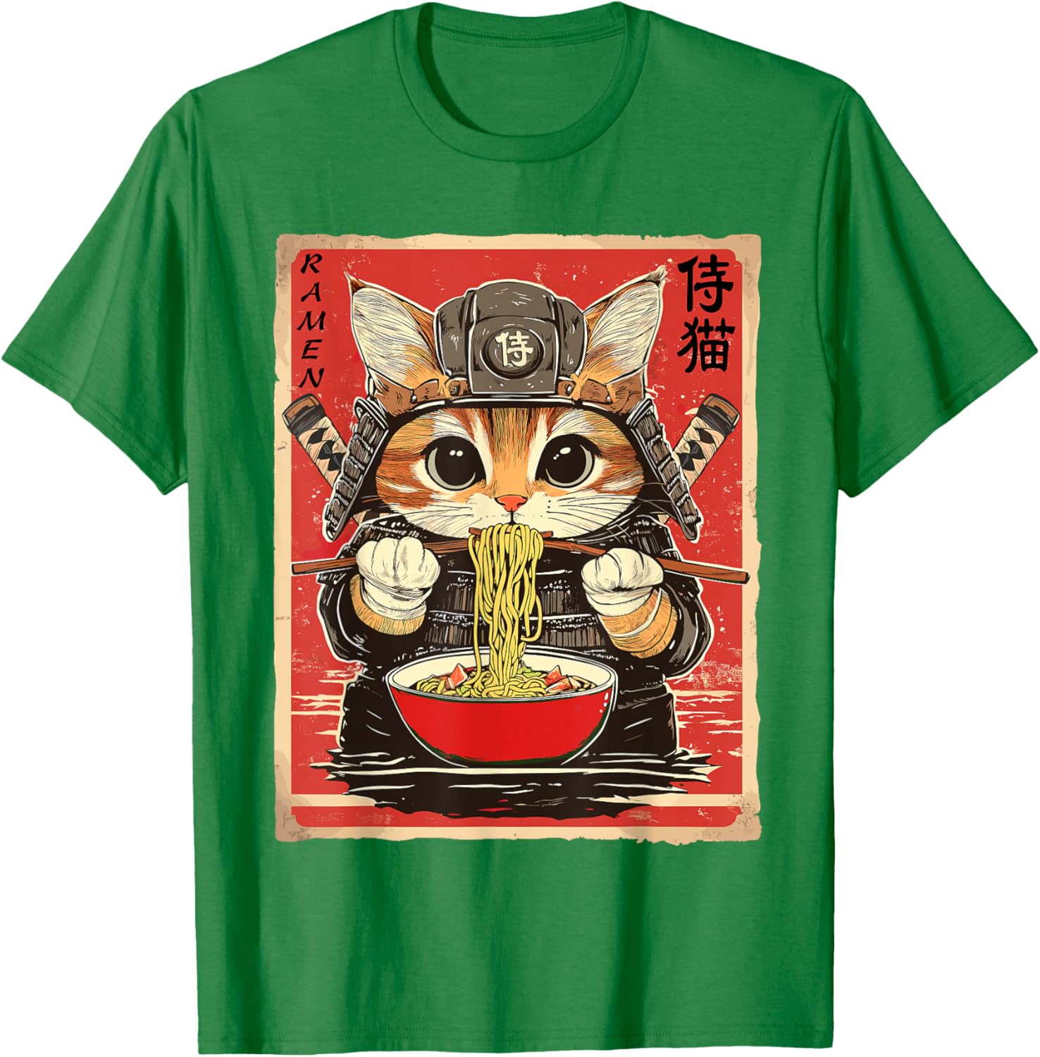 Japanese Samurai Ninja Cat Eating Ramen Funny T-Shirt for Cat Lovers - 10