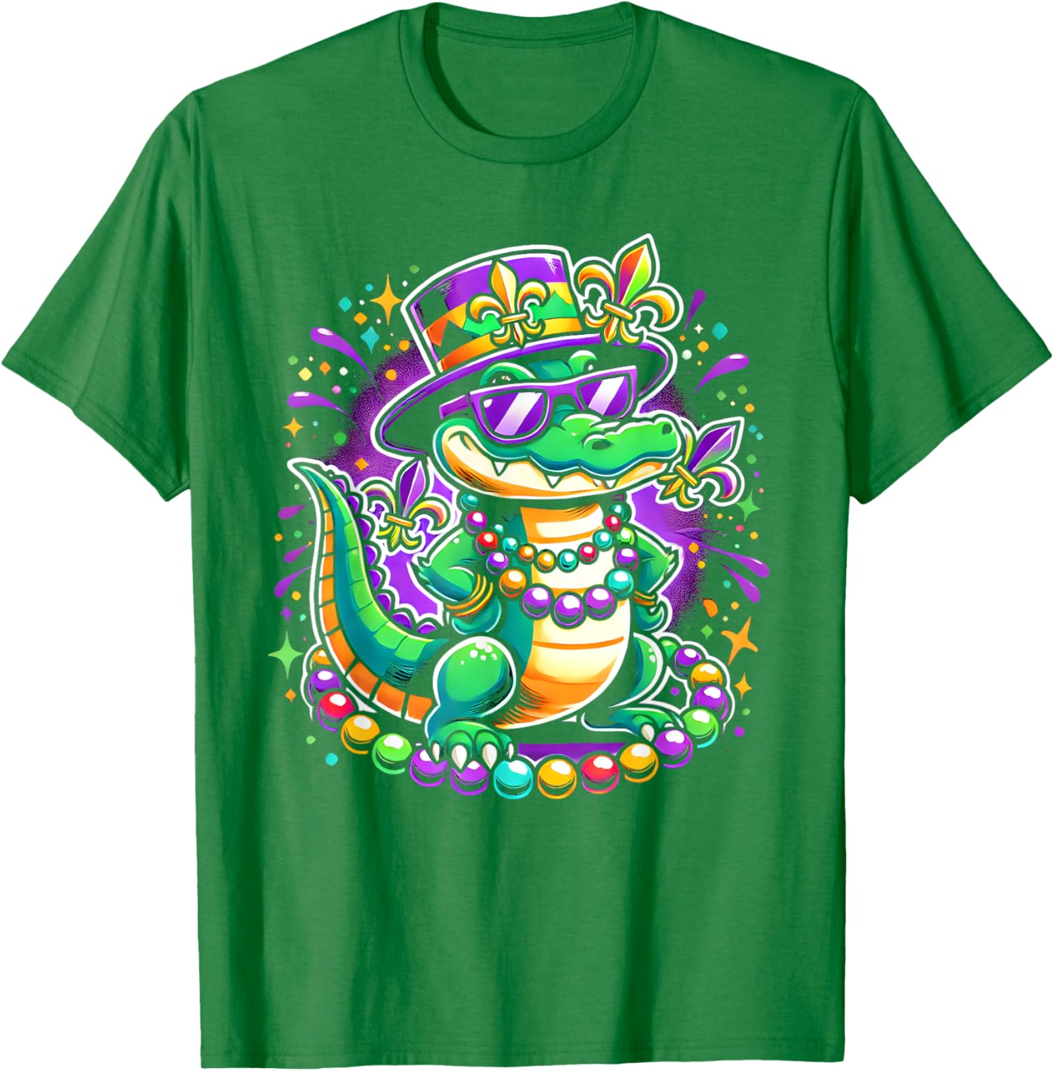 Mardigator Mardi Gras Alligator T-Shirt for Men and Women - 10