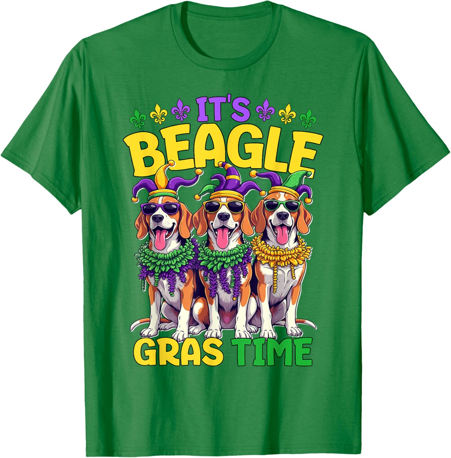 Mardi Gras Beagle Time T-Shirt for Fun Celebrations and Festivities - 3