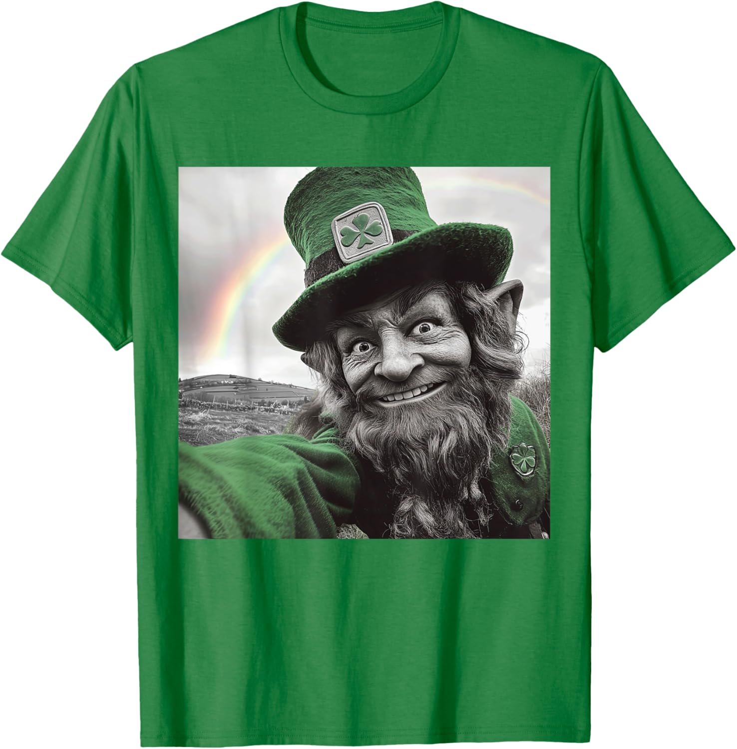 Funny St Patricks Day Rainbow Leprechaun Selfie T-Shirt for Festive Fun - 23