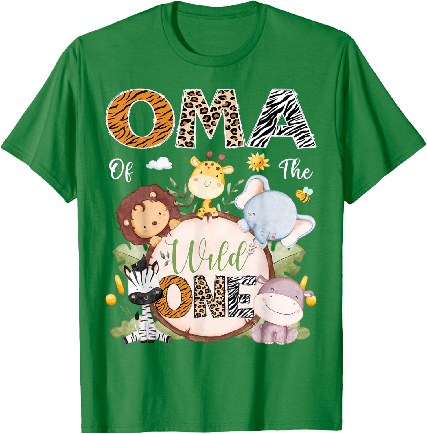 Oma Of The Wild One First Birthday Safari Jungle Animals T-Shirt - 12