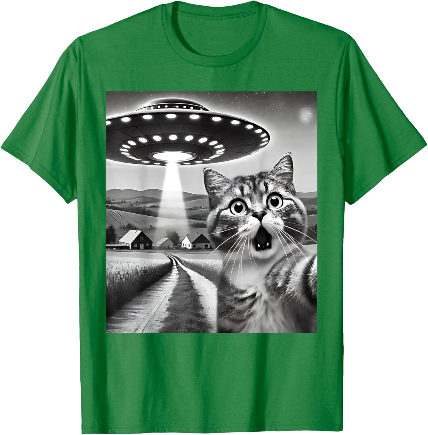 Funny Cat Selfie with Alien UFO T-Shirt for Men, Women, and Kids - 18