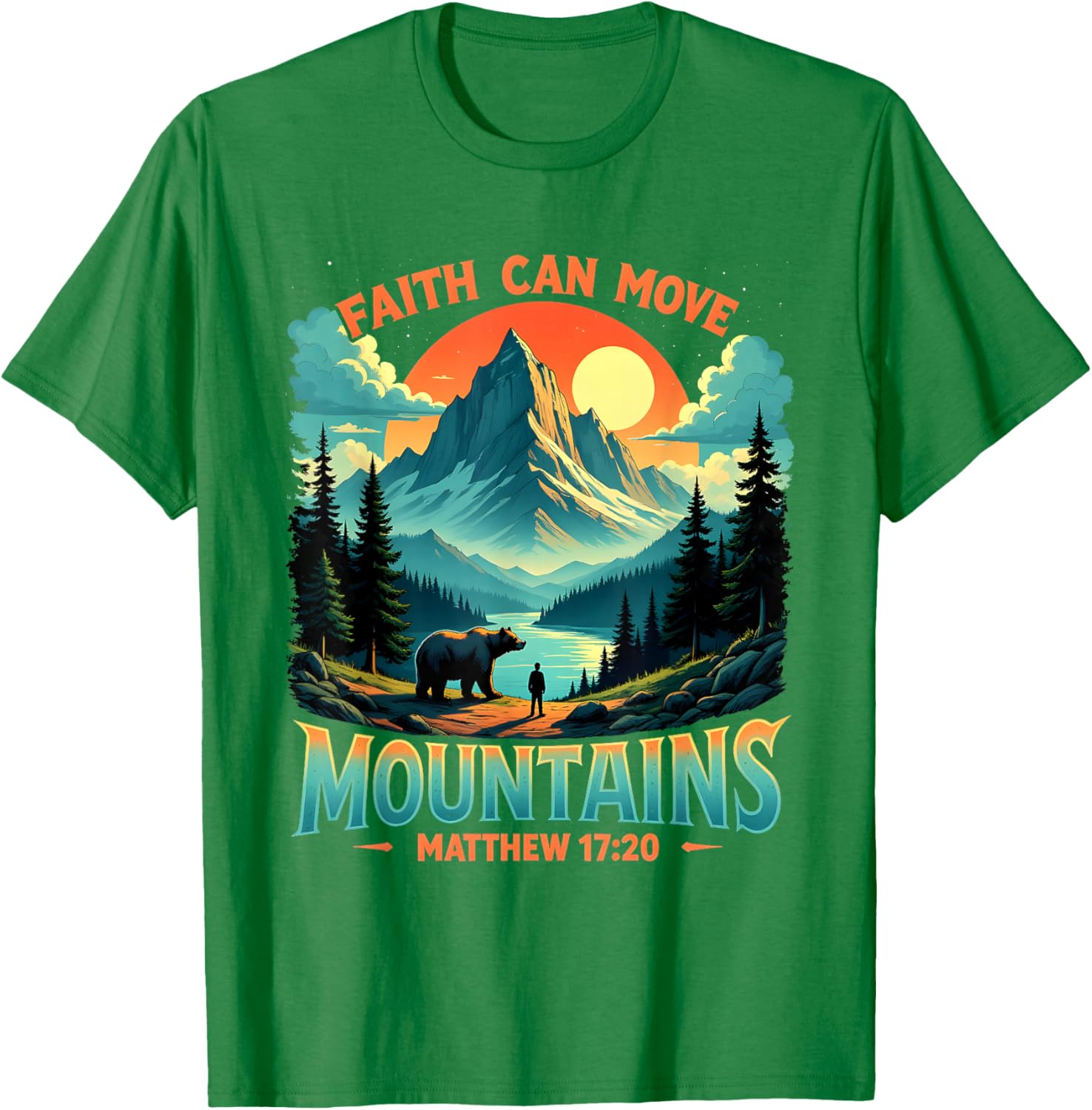 Mountain Landscape Faith Can Move Mountains T-Shirt Inspired by Matthew 17:20 - 5