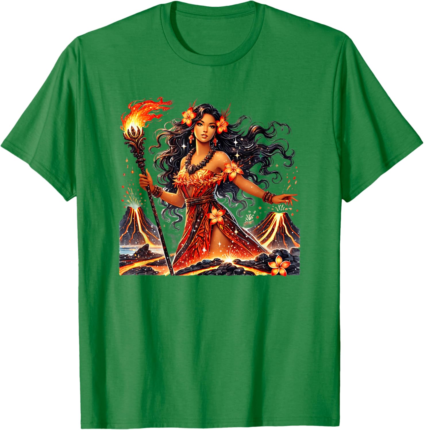 Hawaiian Goddess Pele Fire Transformation T-Shirt for Nature Lovers - 22