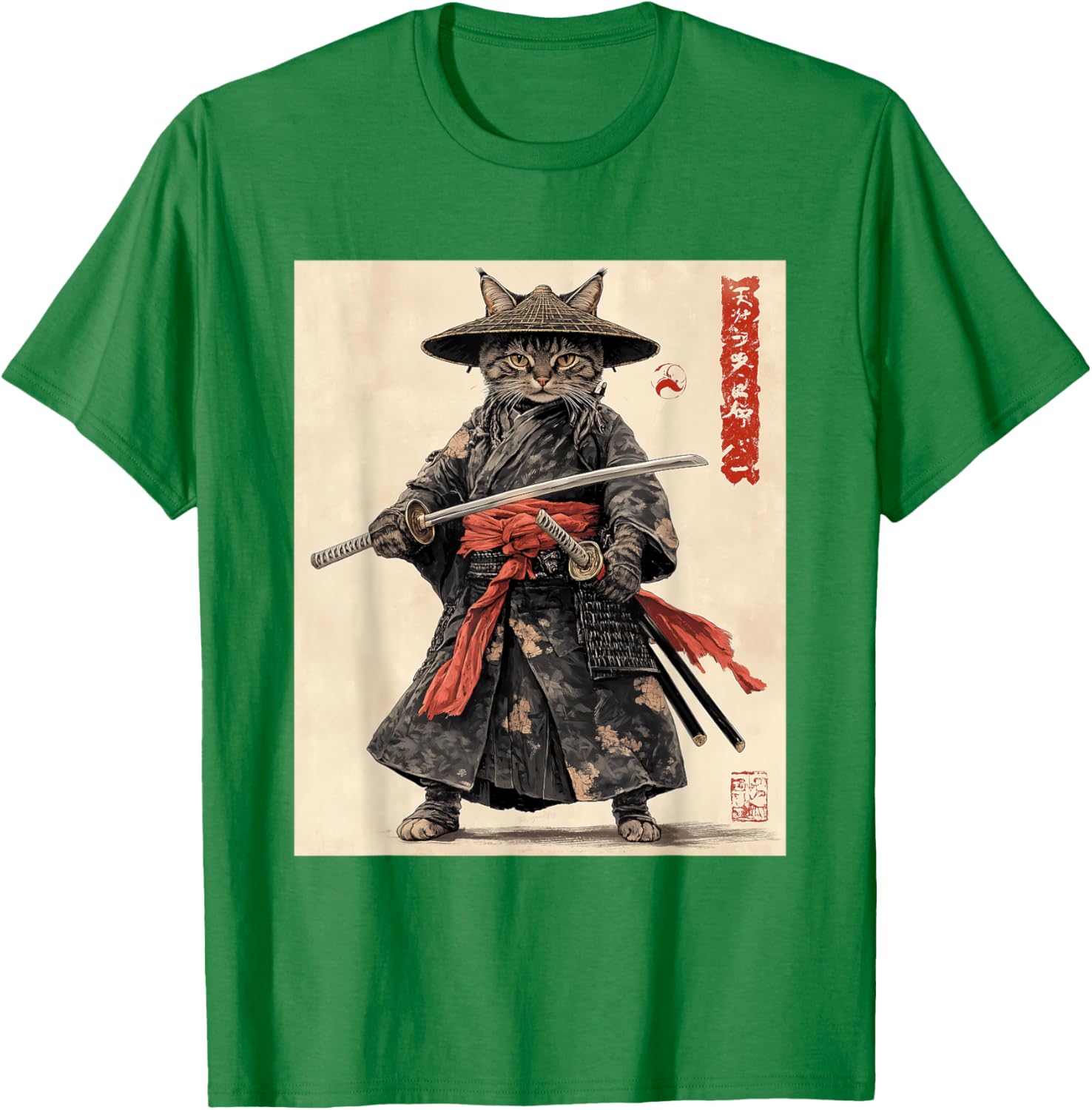 Samurai Cat T-Shirt - Japanese Warrior Graphic Tee for Cat Lovers - 4