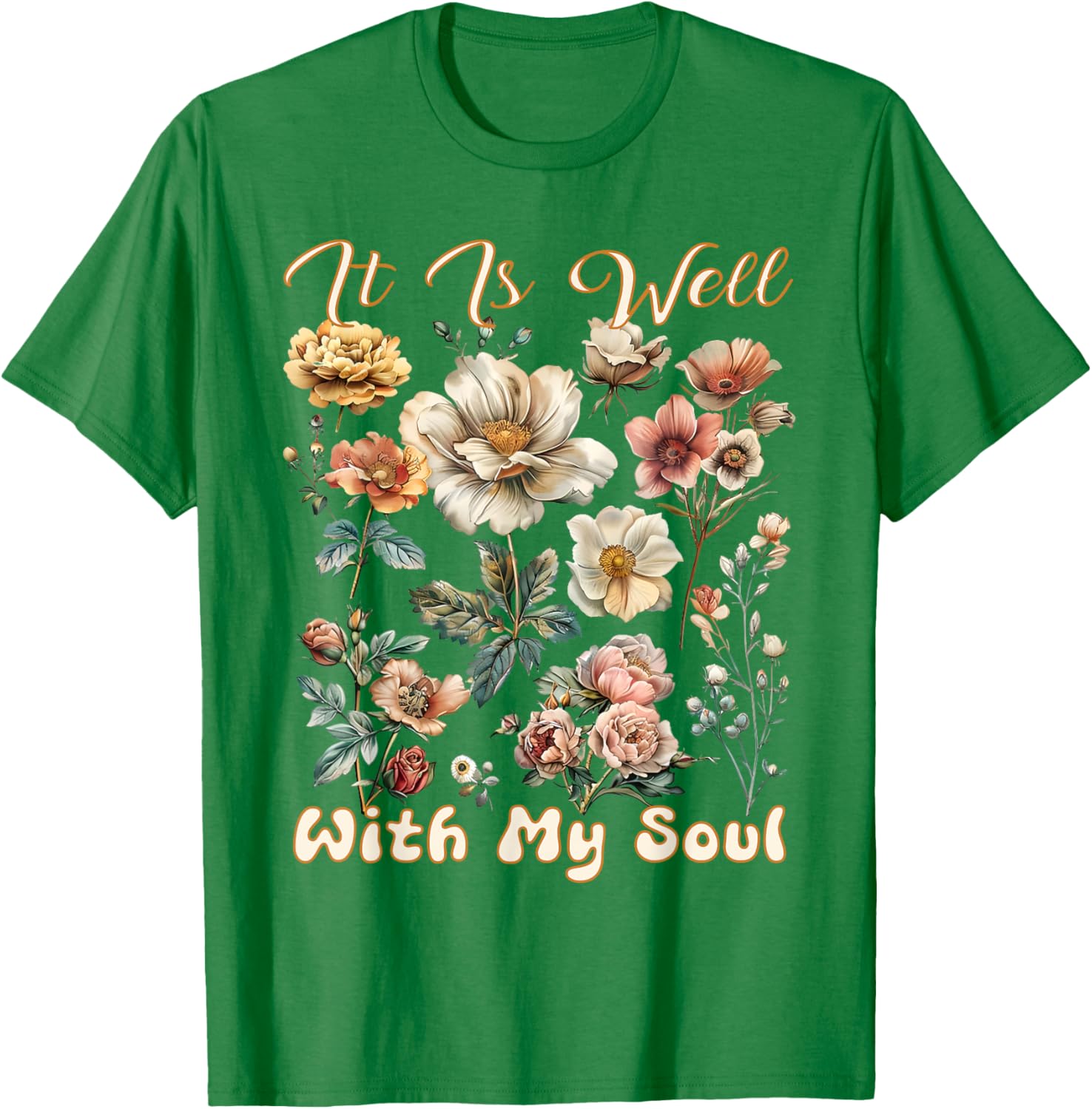 Boho Wildflower T-Shirt It Is Well With My Soul Faith Inspired Design - 21