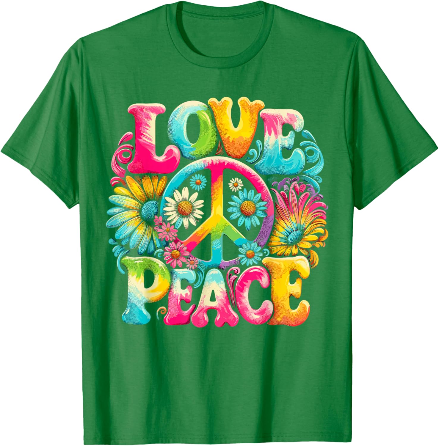Hippie Tie Dye T-Shirt with Peace Sign and Love Design for Trendy Style - 13