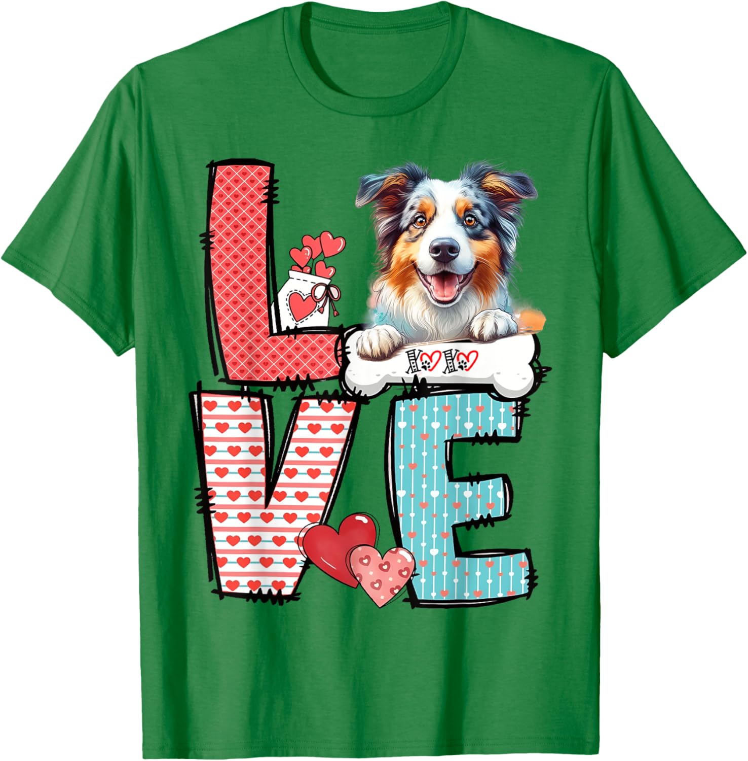 Love Australian Shepherd Dog Happy Valentine's Day T-Shirt for Dog Lovers - 2