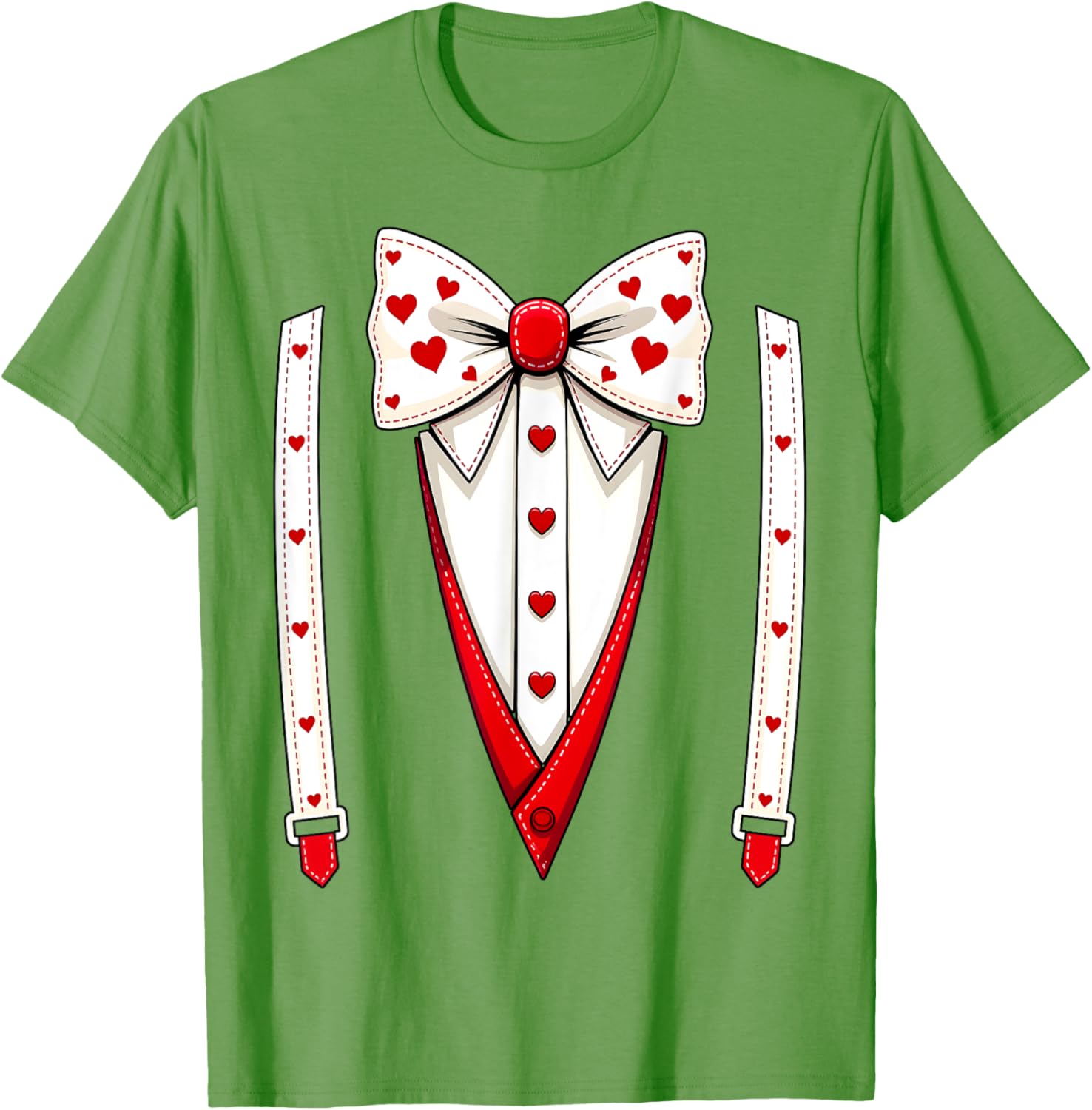 Hearts Bow Tie Suspenders Valentine Costume Kids T-Shirt for Boys - 6