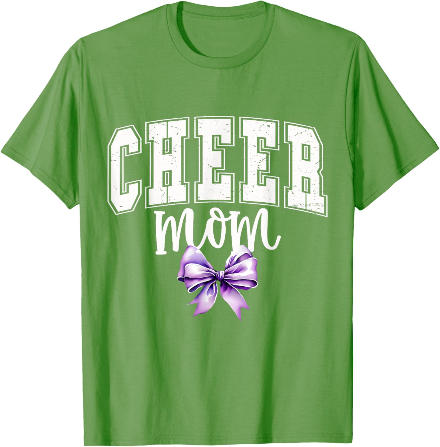 Cheer MOM Coquette Purple Bow Cheerleader T-Shirt for Supportive Moms - 7