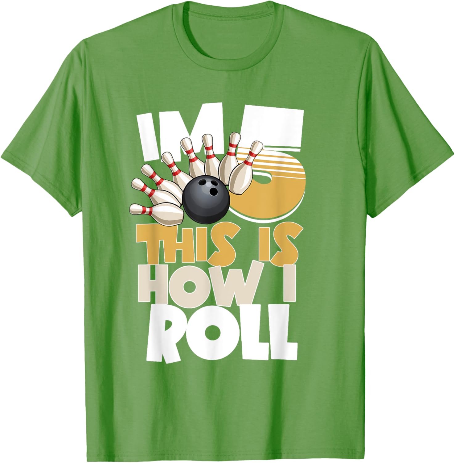 5th Birthday Bowling Shirt I'm 5 This is How I Roll for Kids - 1