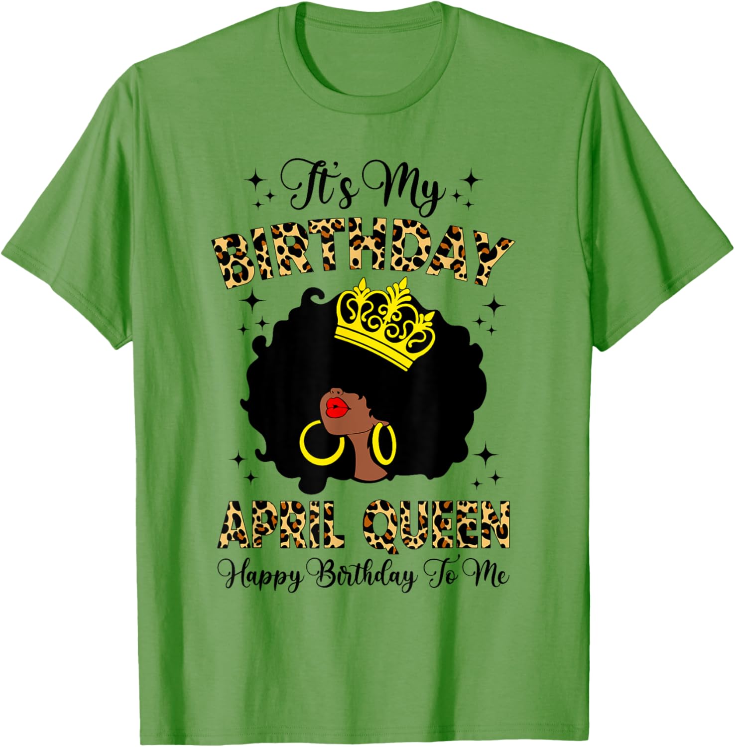 April Black Queen Birthday T-Shirt for Women with Leopard Print Afro Design - 4