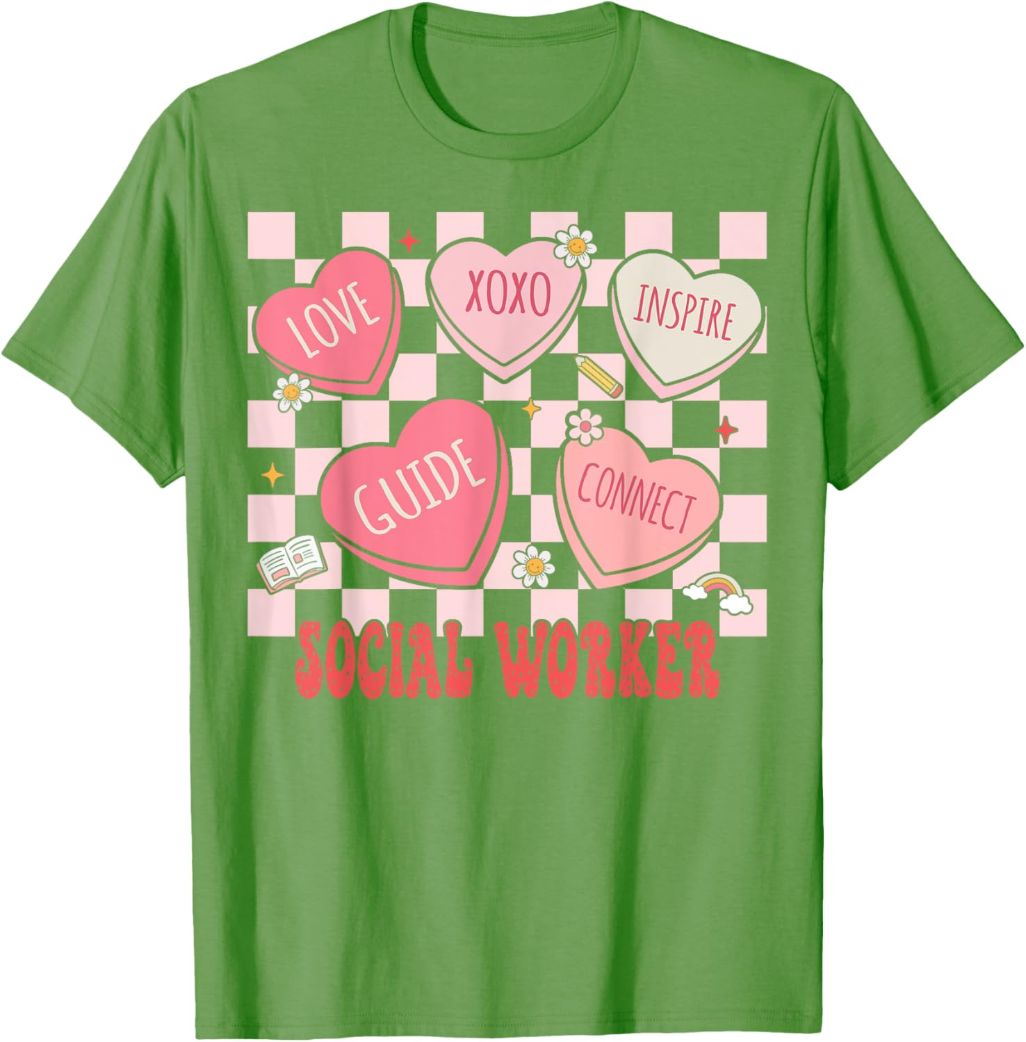 Retro Valentine Social Worker Hearts T-Shirt for Women - Cute Gift - 6